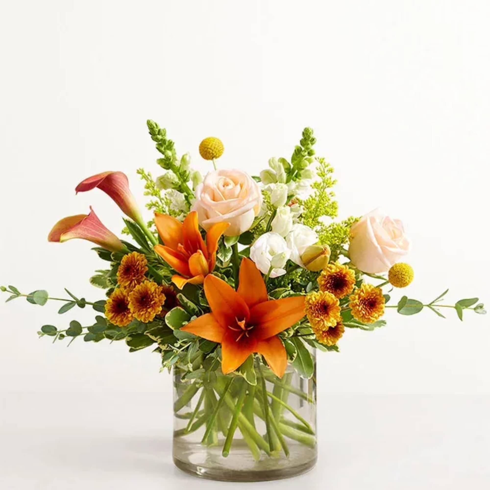 Our bouquet captures all the colors and textures of an autumn garden.