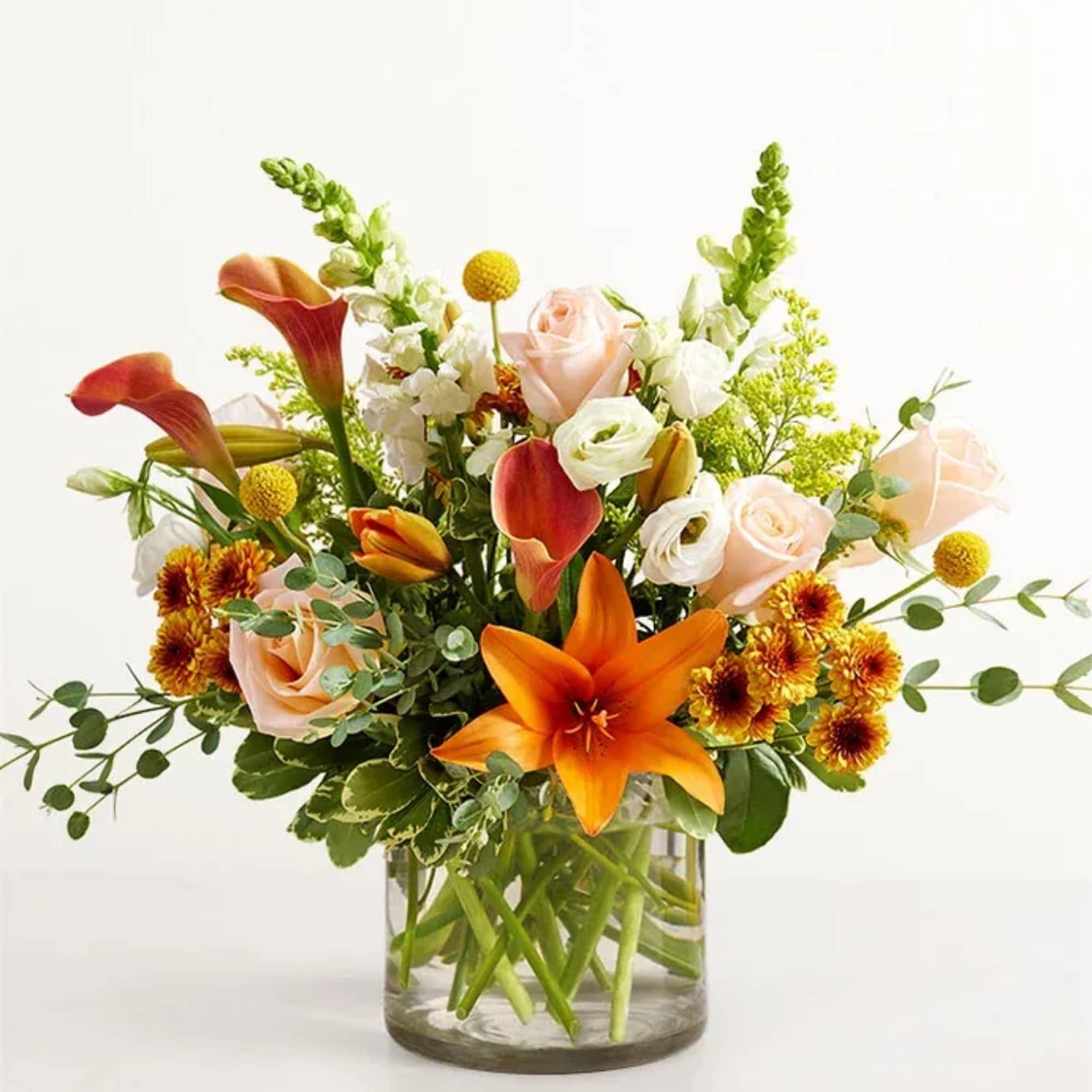 Our bouquet captures all the colors and textures of an autumn garden.