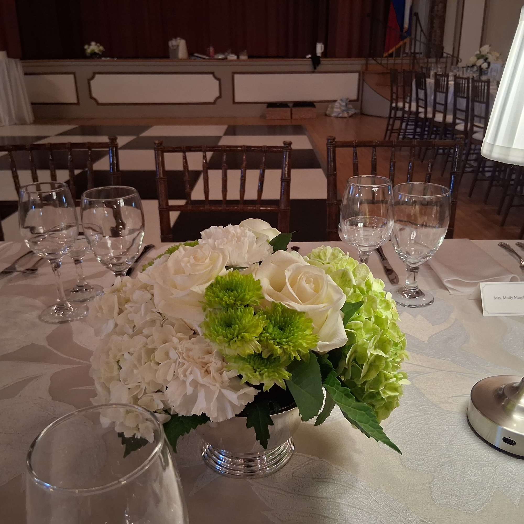 Beautiful bohemian white/green roses, hydrangea, lilies, anthurium, pumps, greenery