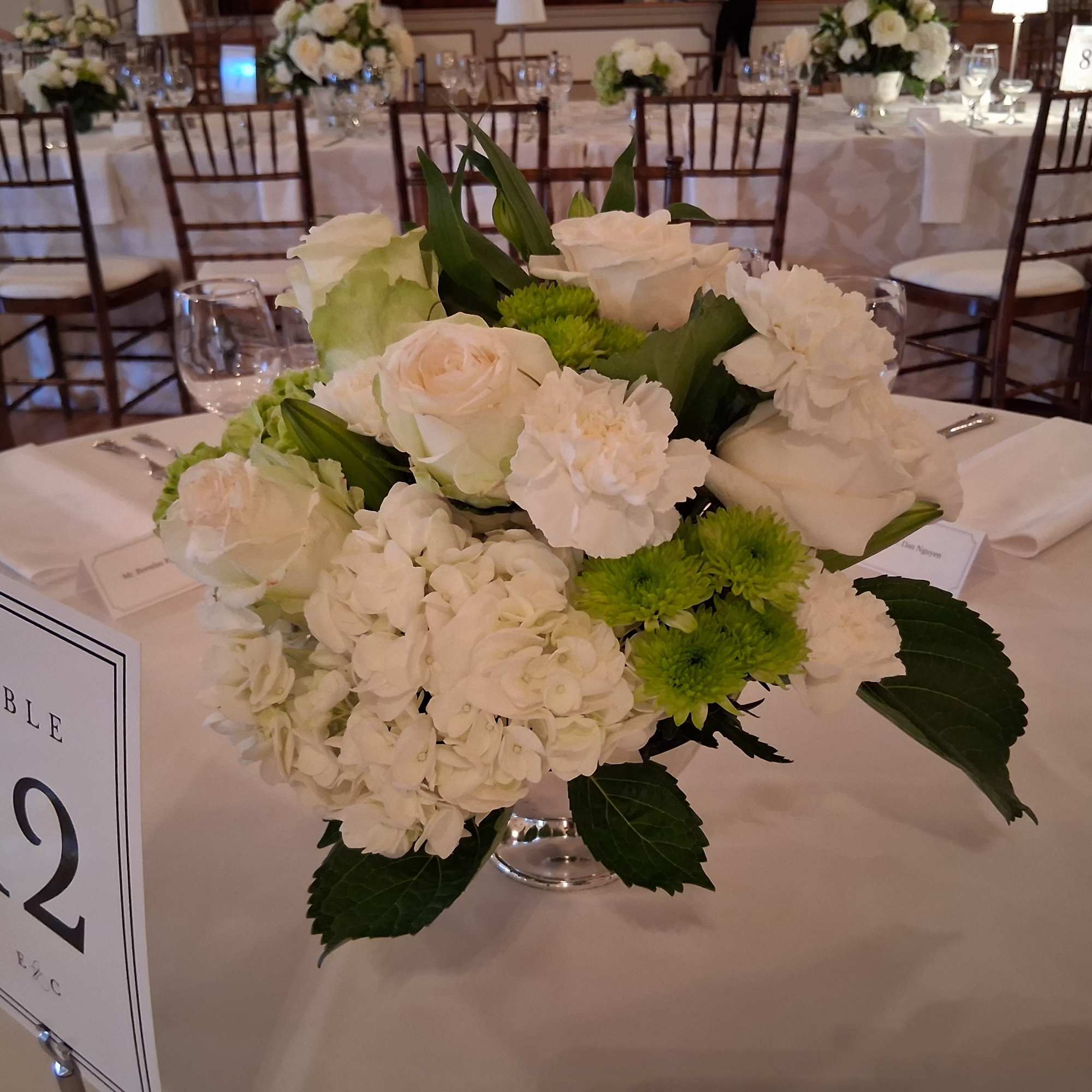 Beautiful bohemian white/green roses, hydrangea, lilies, anthurium, pumps, greenery
