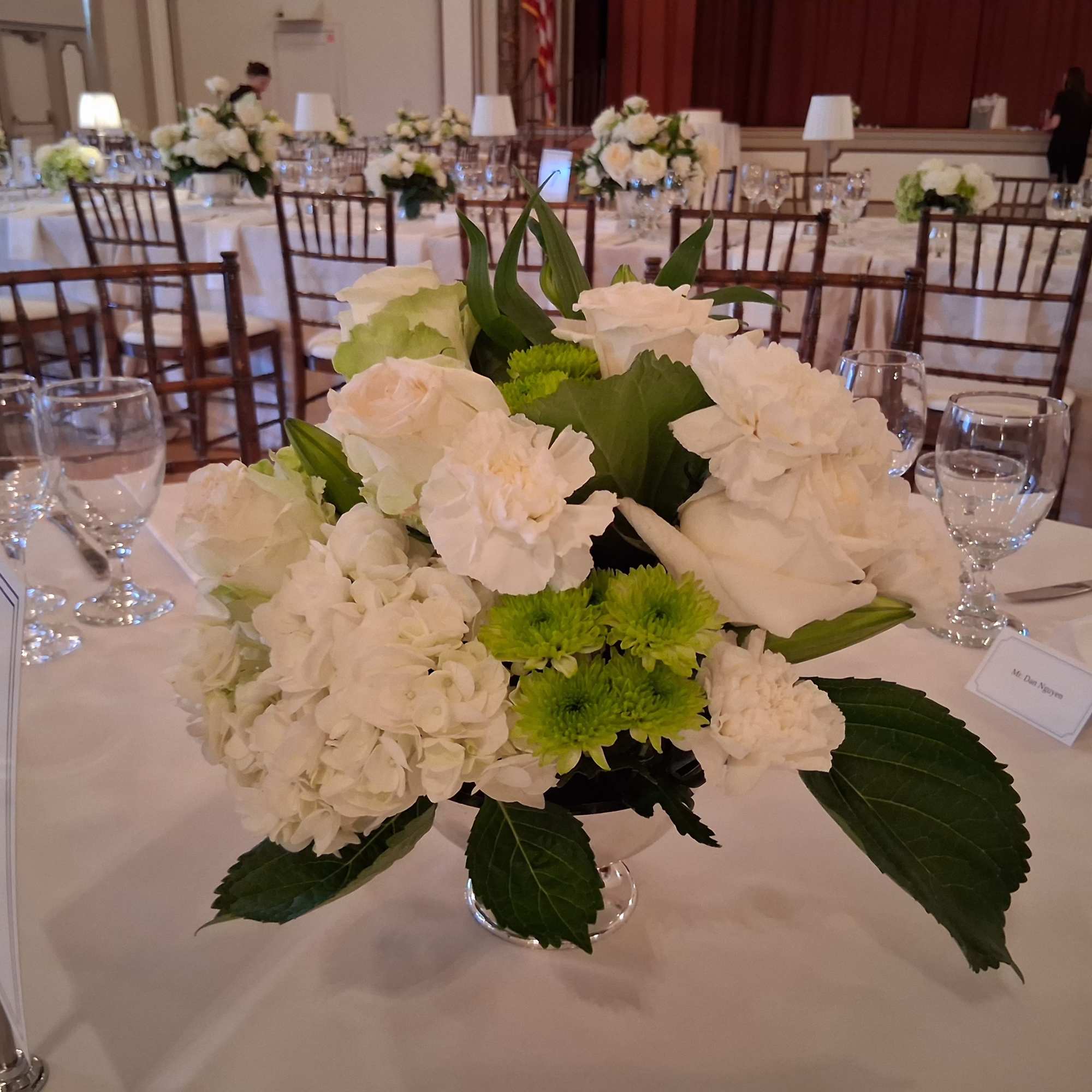 Beautiful bohemian white/green roses, hydrangea, lilies, anthurium, pumps, greenery