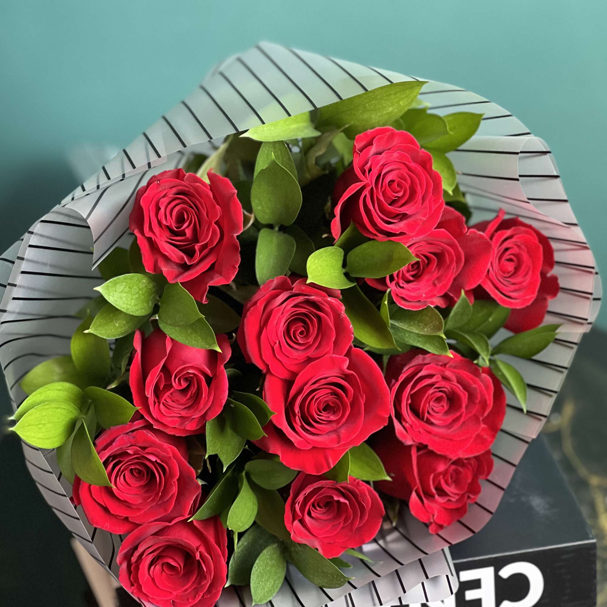 Dozen Red Roses bouquet, vase not included 