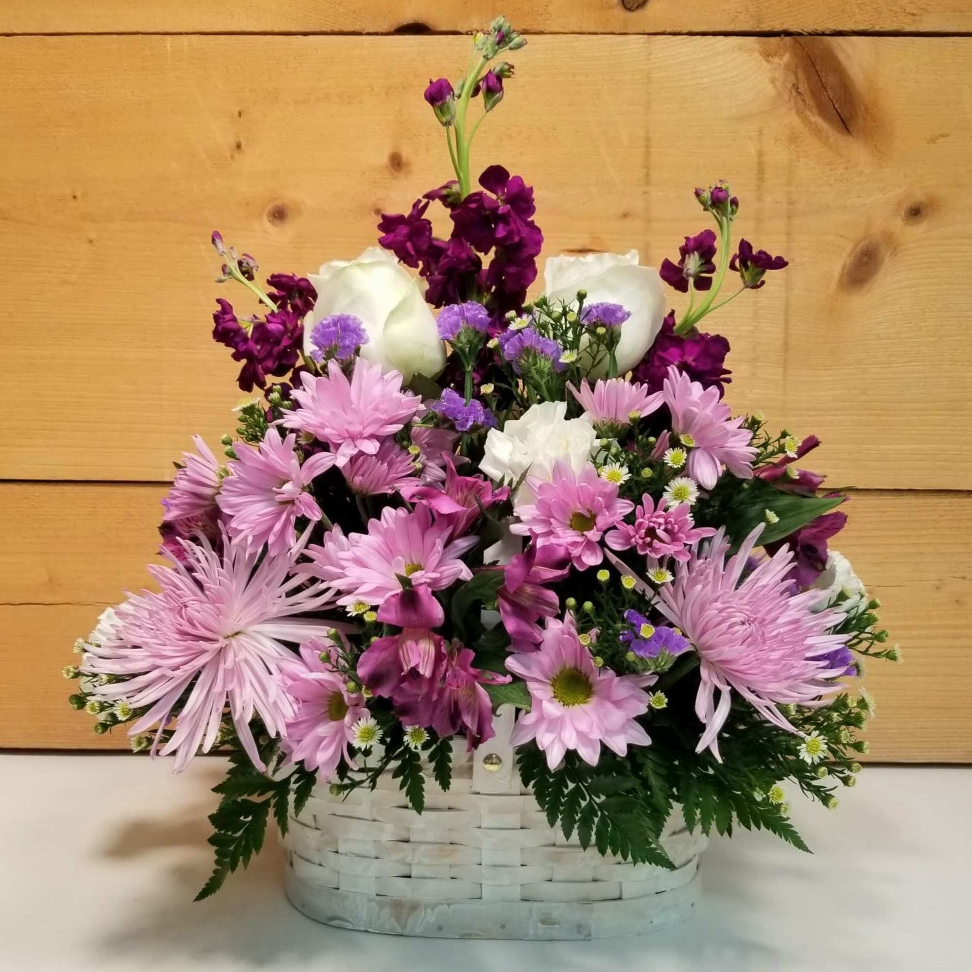 Purple Passion Basket by Savilles Country Florist featuring purple, lavender and white Purple Passion Basket by Savilles Country Florist featuring purple, lavender and white