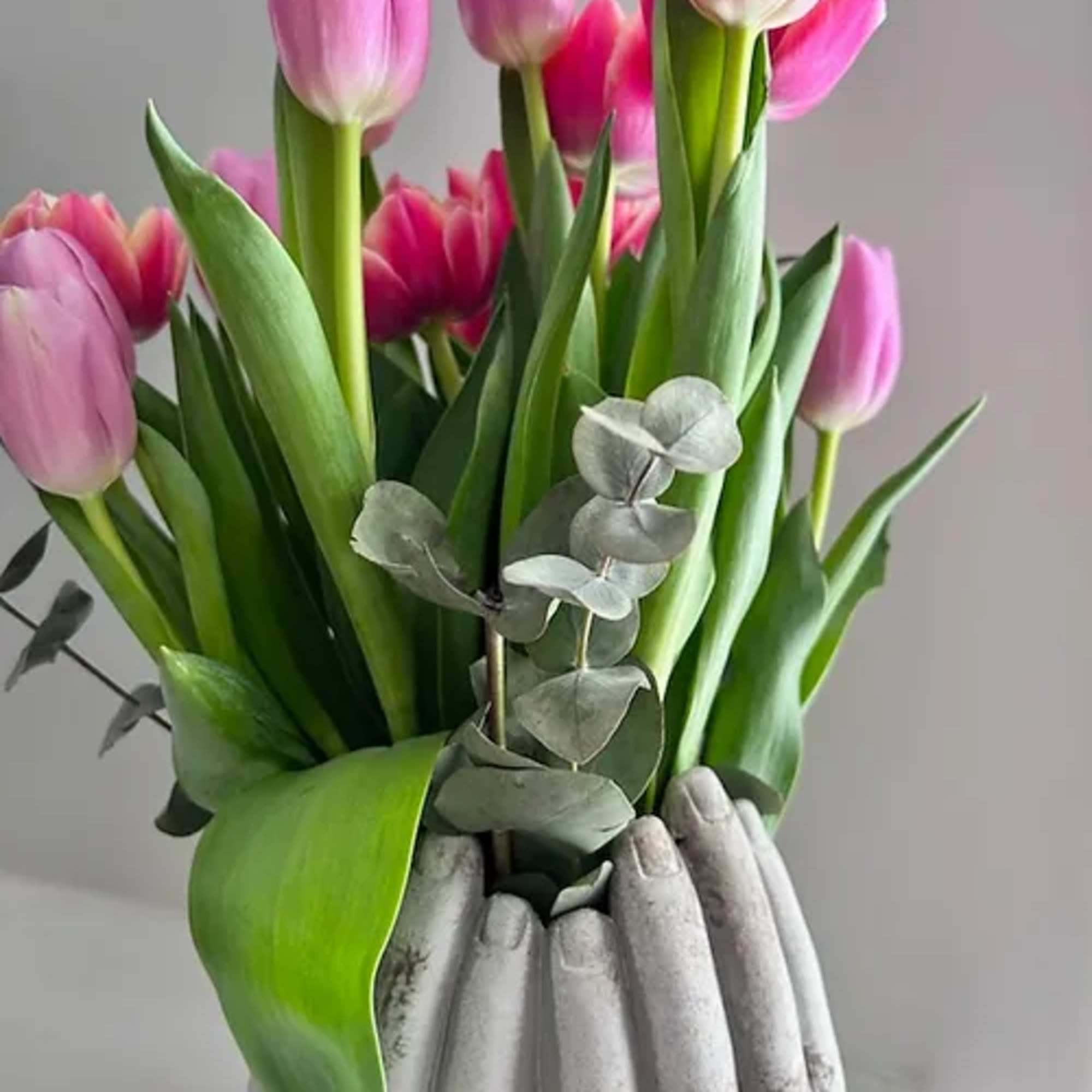 Our Loving Hands Arrangement comes in a 7&quot; H solid concrete vase