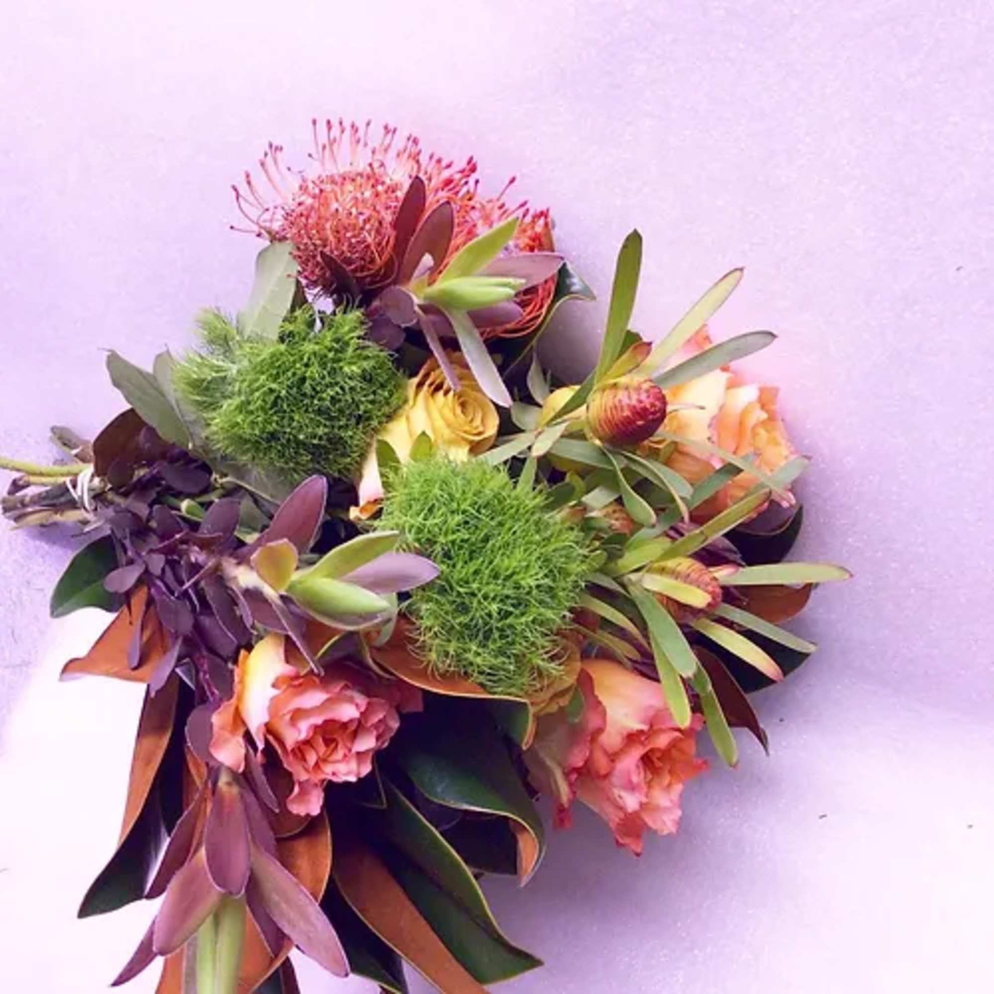 It&#039;s like travelling the world with flowers: Magnolia; Proteas; Dianthus; Proteas and