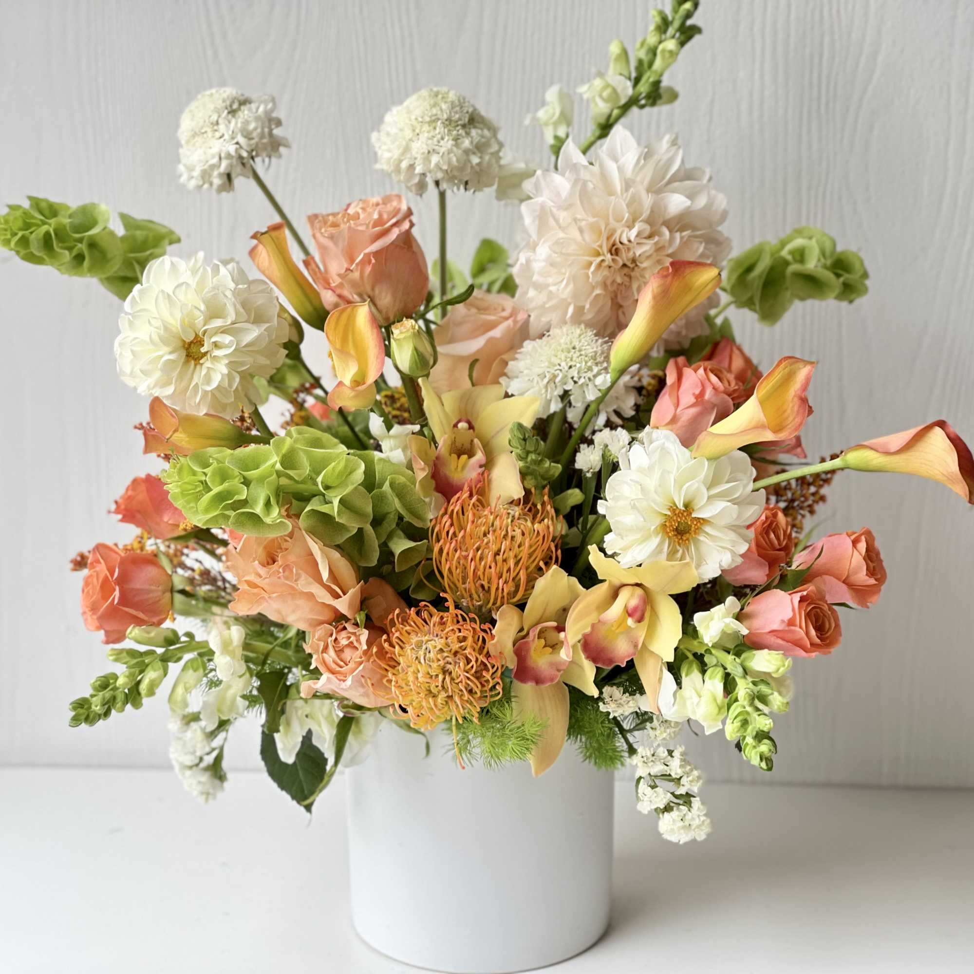 Peachy Perfection &ndash; Soft Peach &amp; Cream Designer Floral Arrangement | Tustin