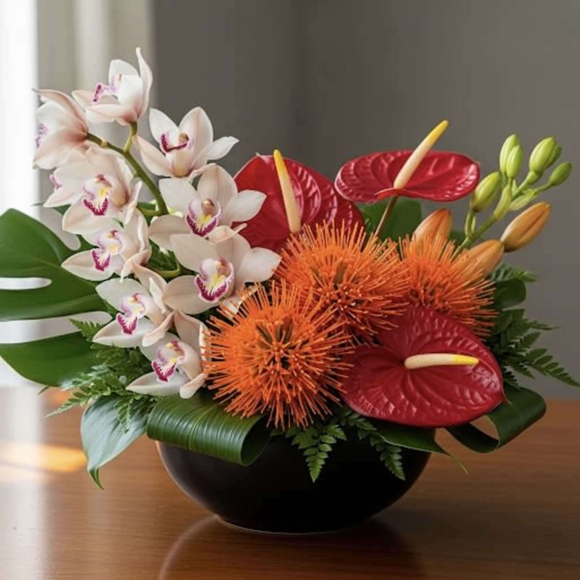 The 'Executive Glow' arrangement is a vibrant and unique desktop accent, designed The 'Executive Glow' arrangement is a vibrant and unique desktop accent, designed