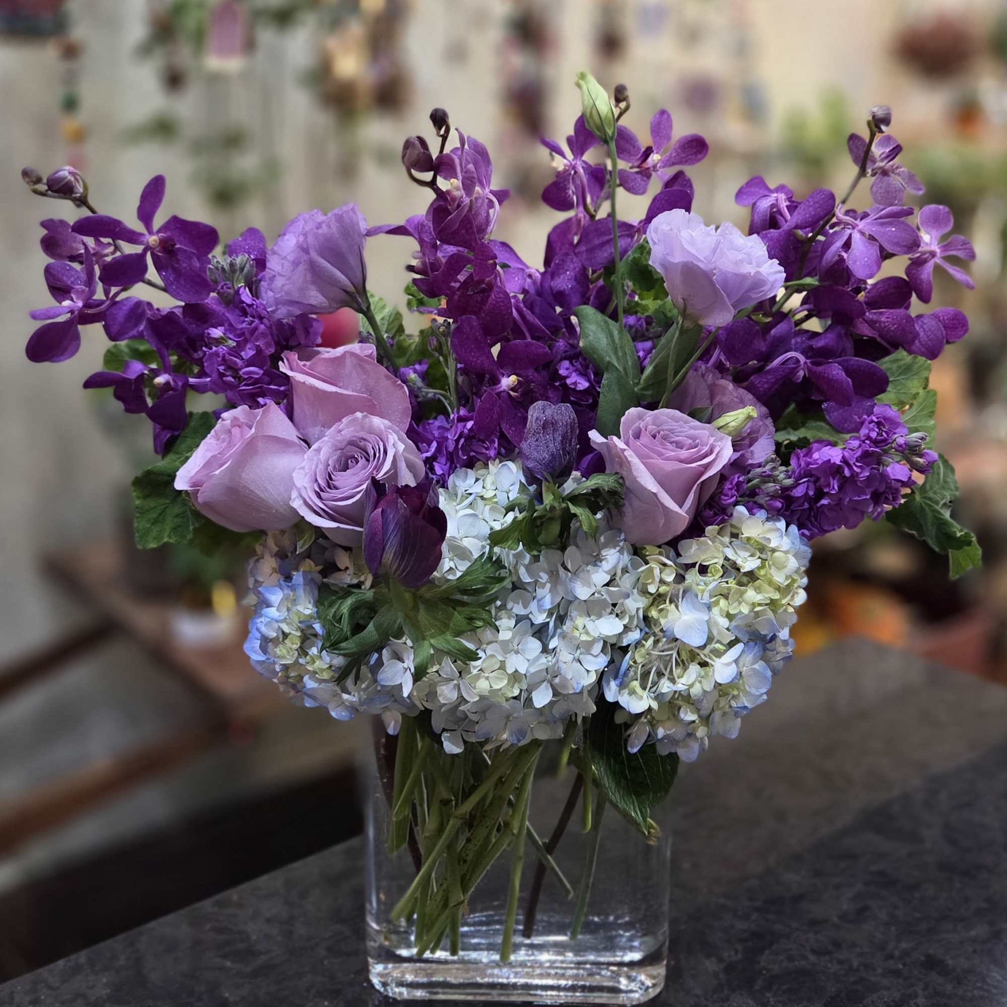 A combination of stunning and vibrant blues and purples arranged in a