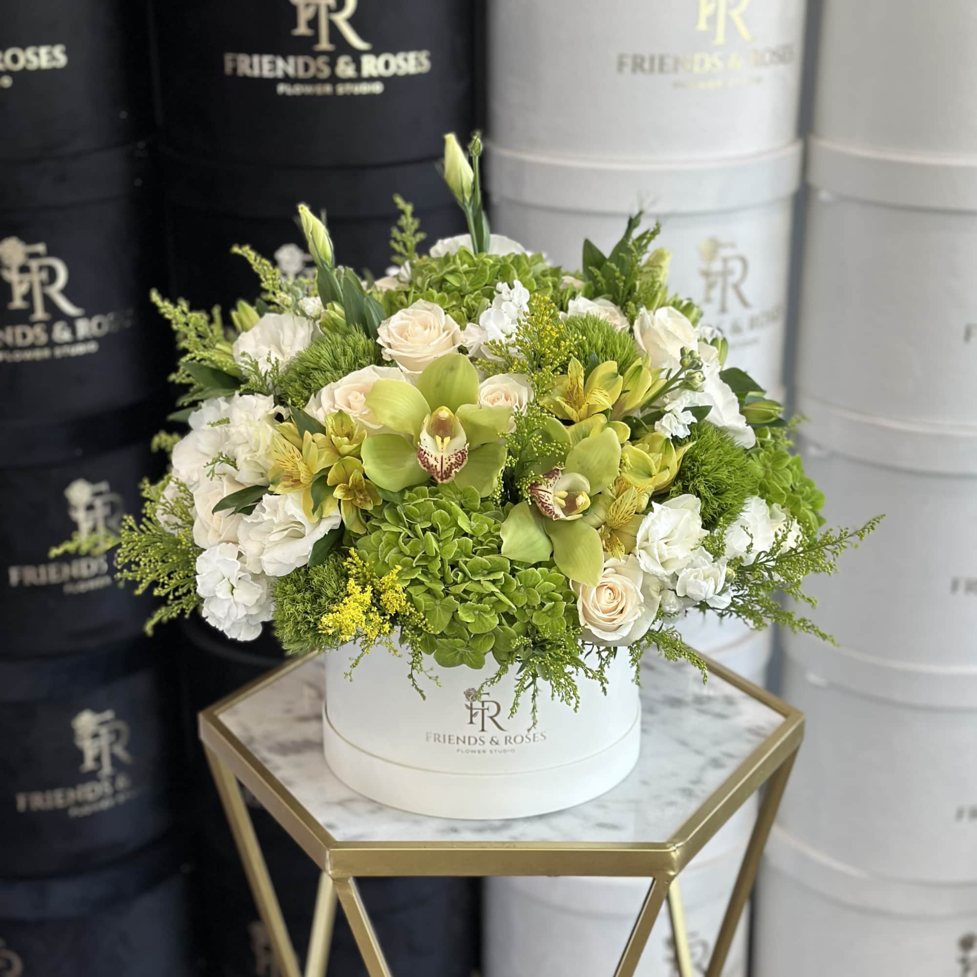 A serene composition of white and green tones - pure, modern, and