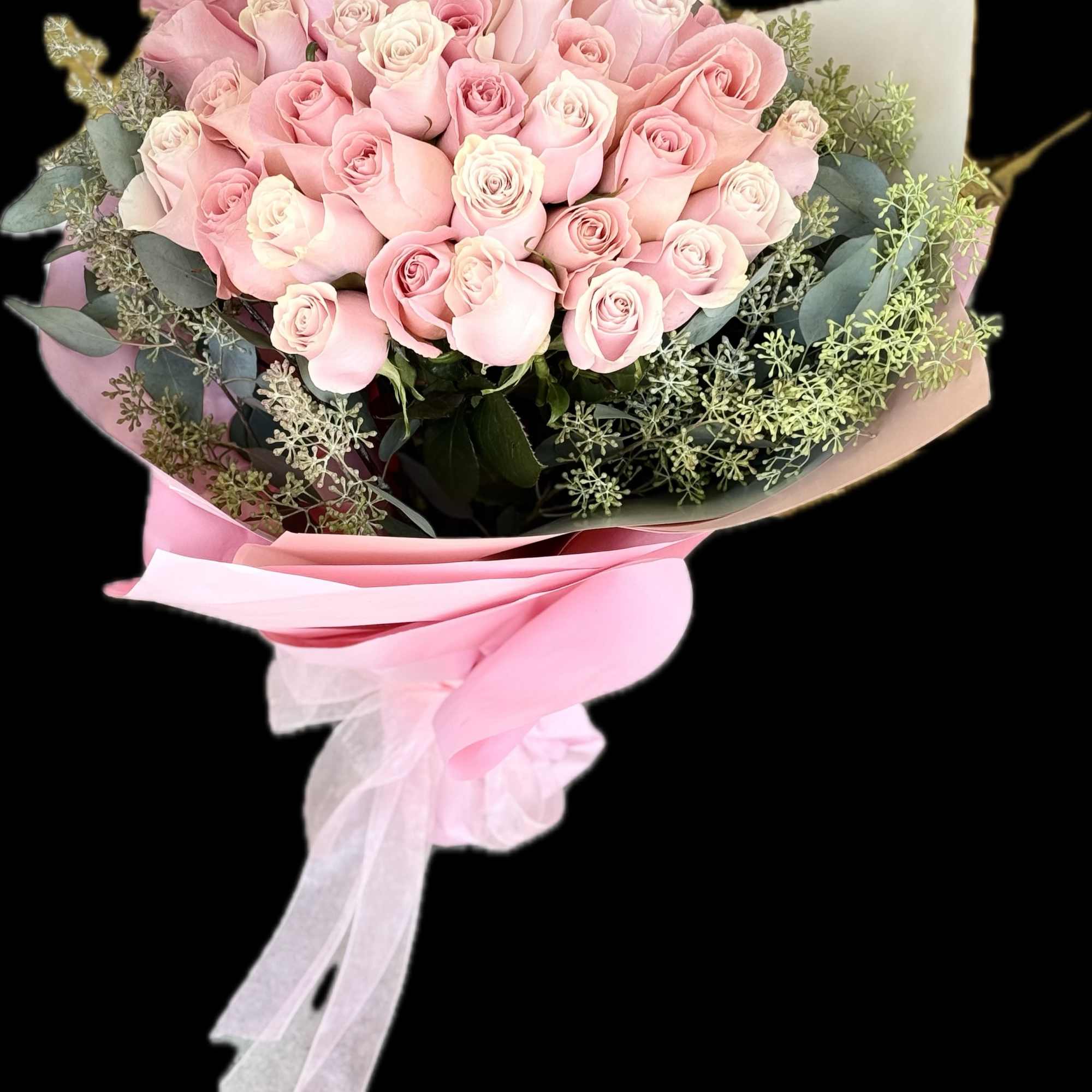 The Blush Elegance Bouquet is a timeless arrangement of soft pink and