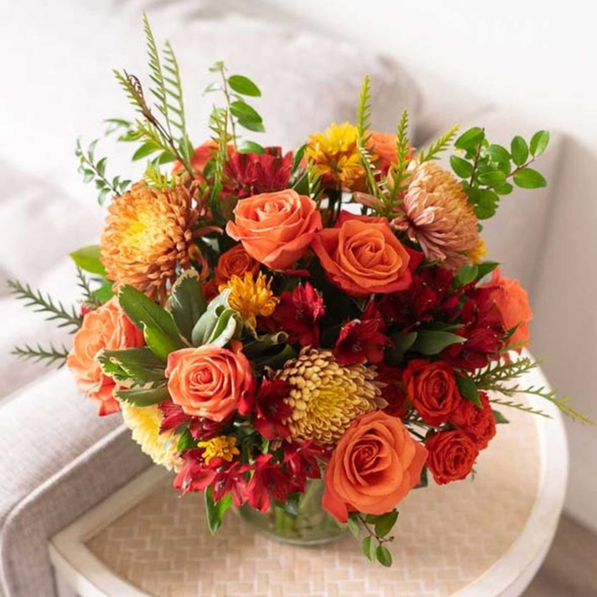 Felling holiday?
Try our out beautiful fall mix flowers arrangement. Start your hello