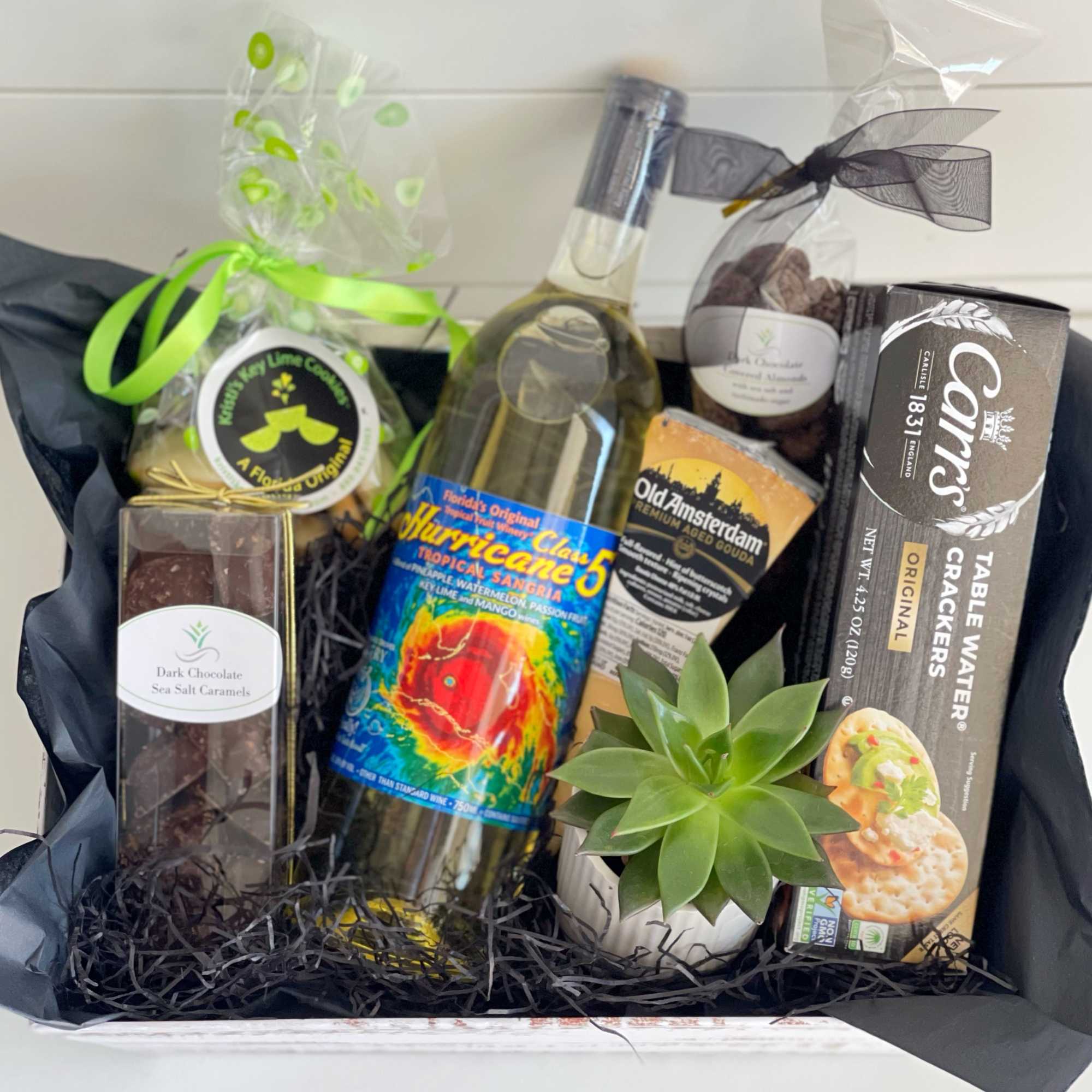 Gourmet Food and Wine Gift Basket:
- bottle of Florida Original Tropical Sangria