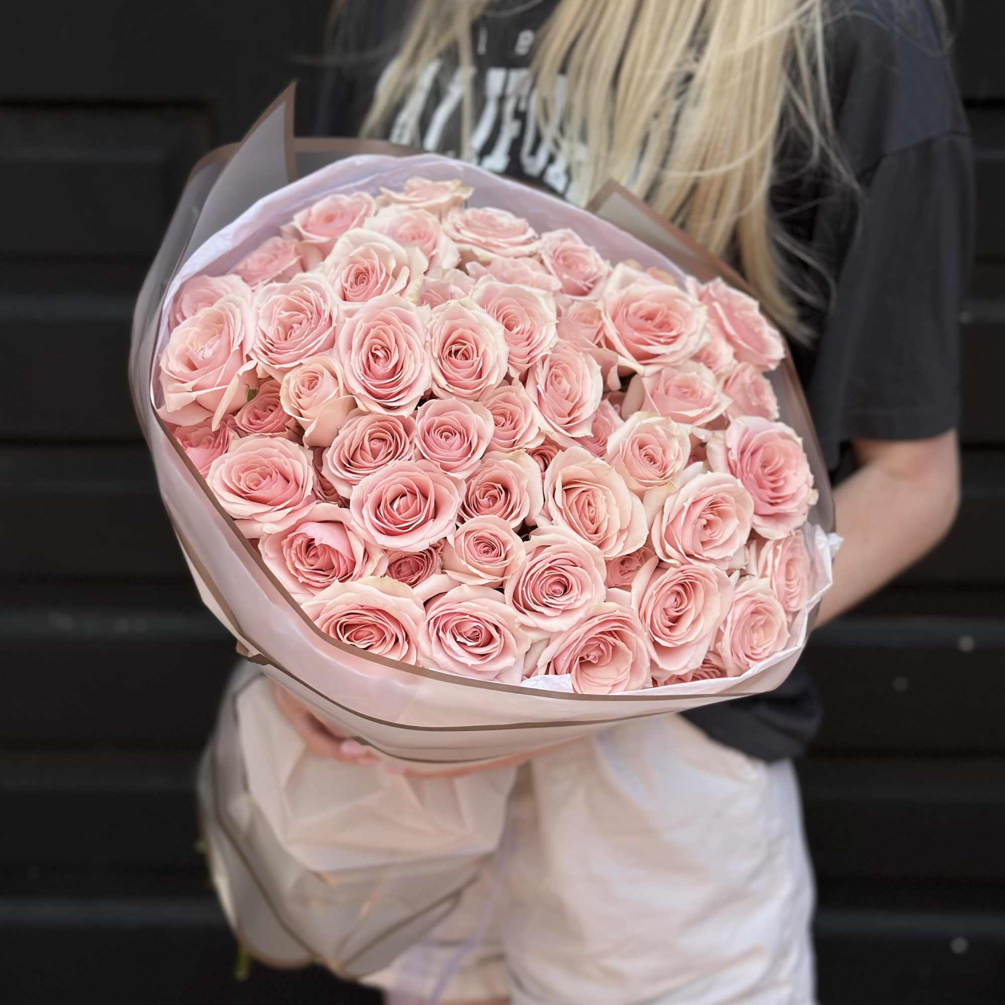 Soft, romantic, and irresistibly charming &mdash; this bouquet of delicate pink roses