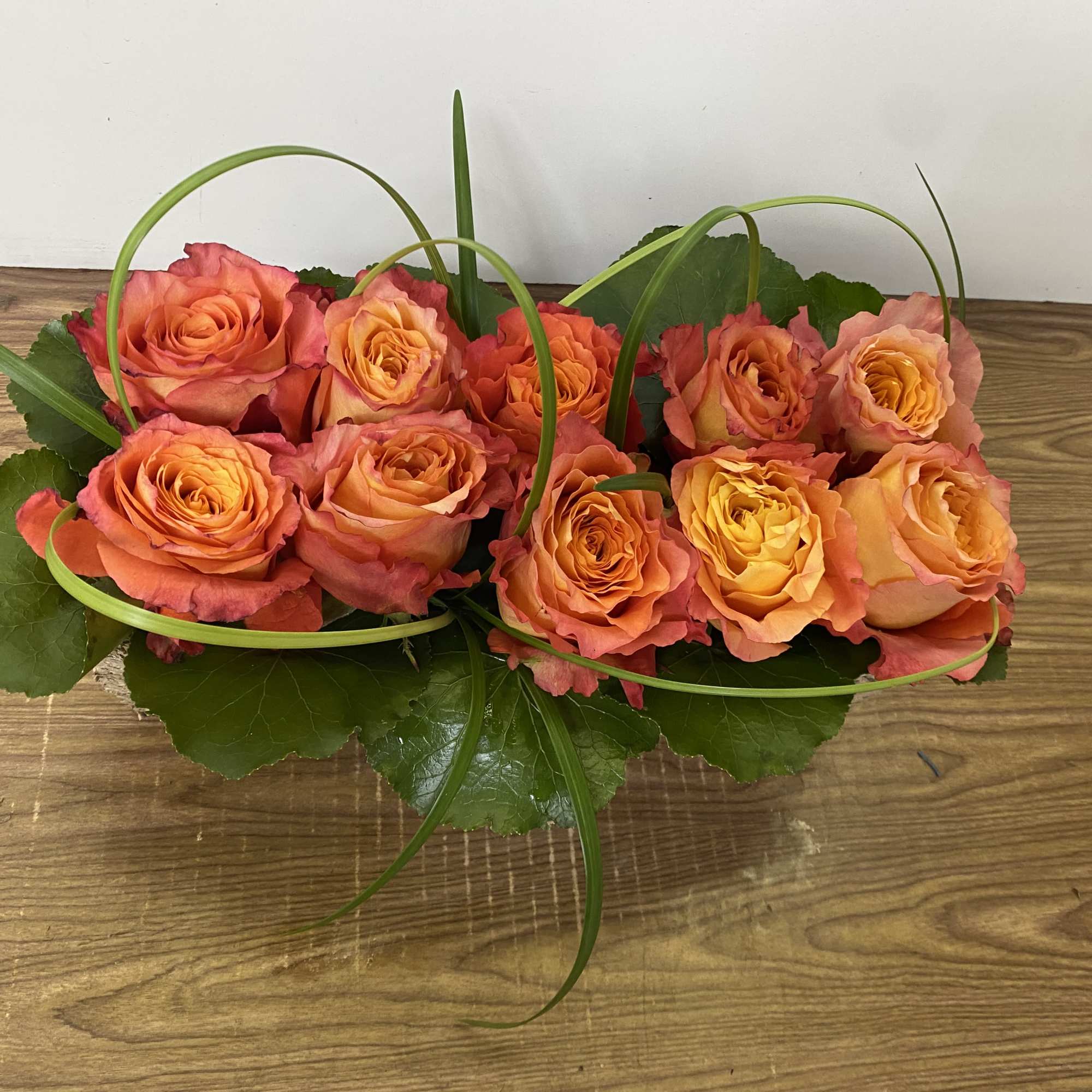 Modern Bamboo Tray with Two-Tone Roses &ndash; by Jane&rsquo;s Roses, San Francisco
