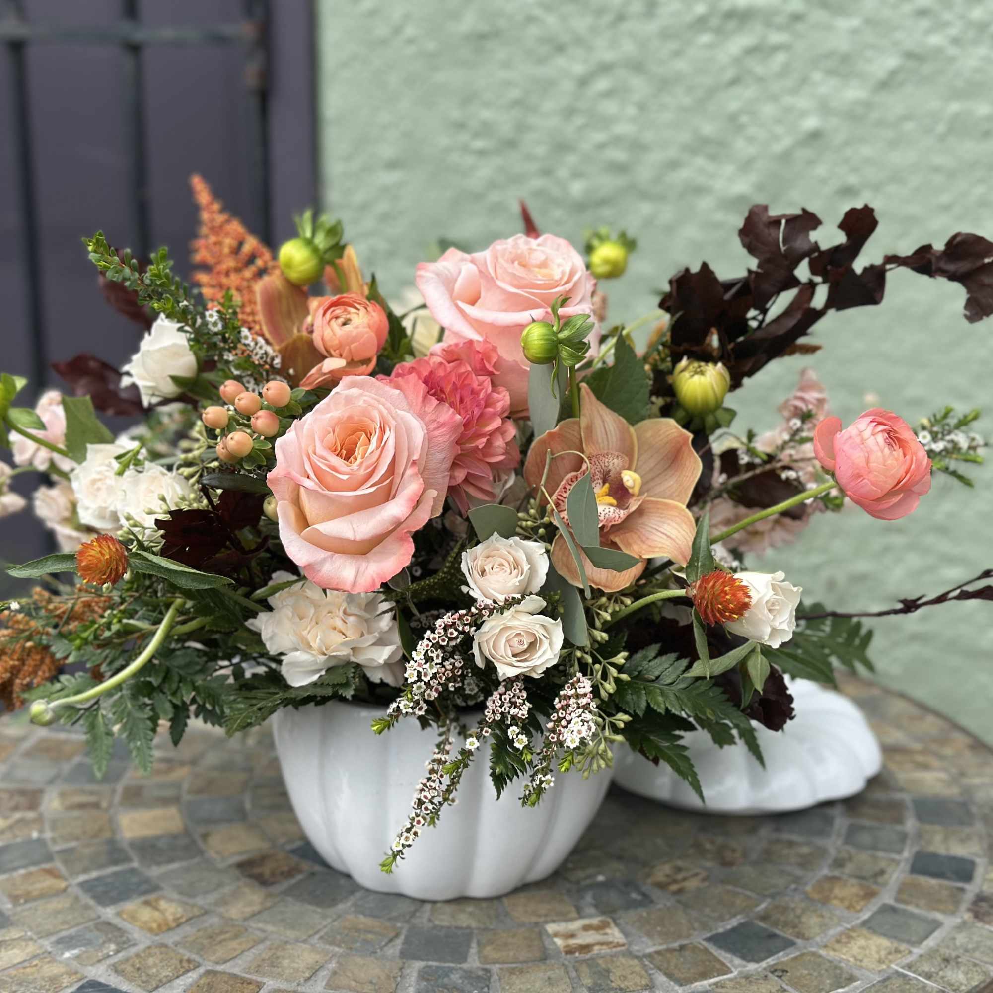 &quot;Harvest Moon&quot; is a lush seasonal arrangement brimming with autumn warmth and