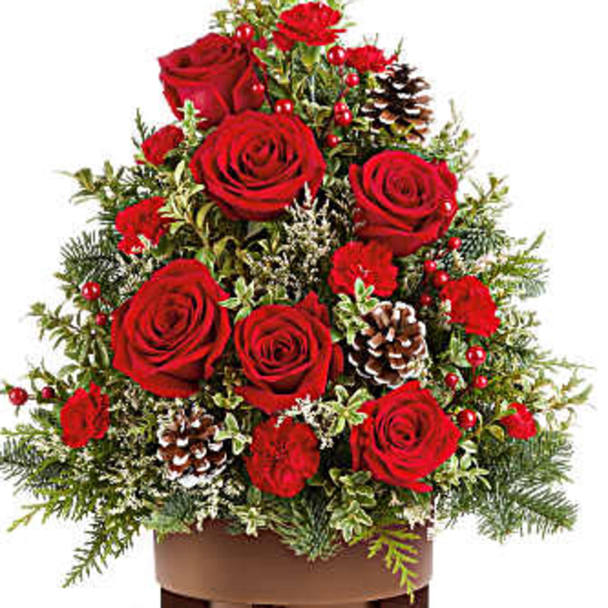 Teleflora&#039;s Season&#039;s Greetings Tree spreads holiday cheer with red roses, festive greens