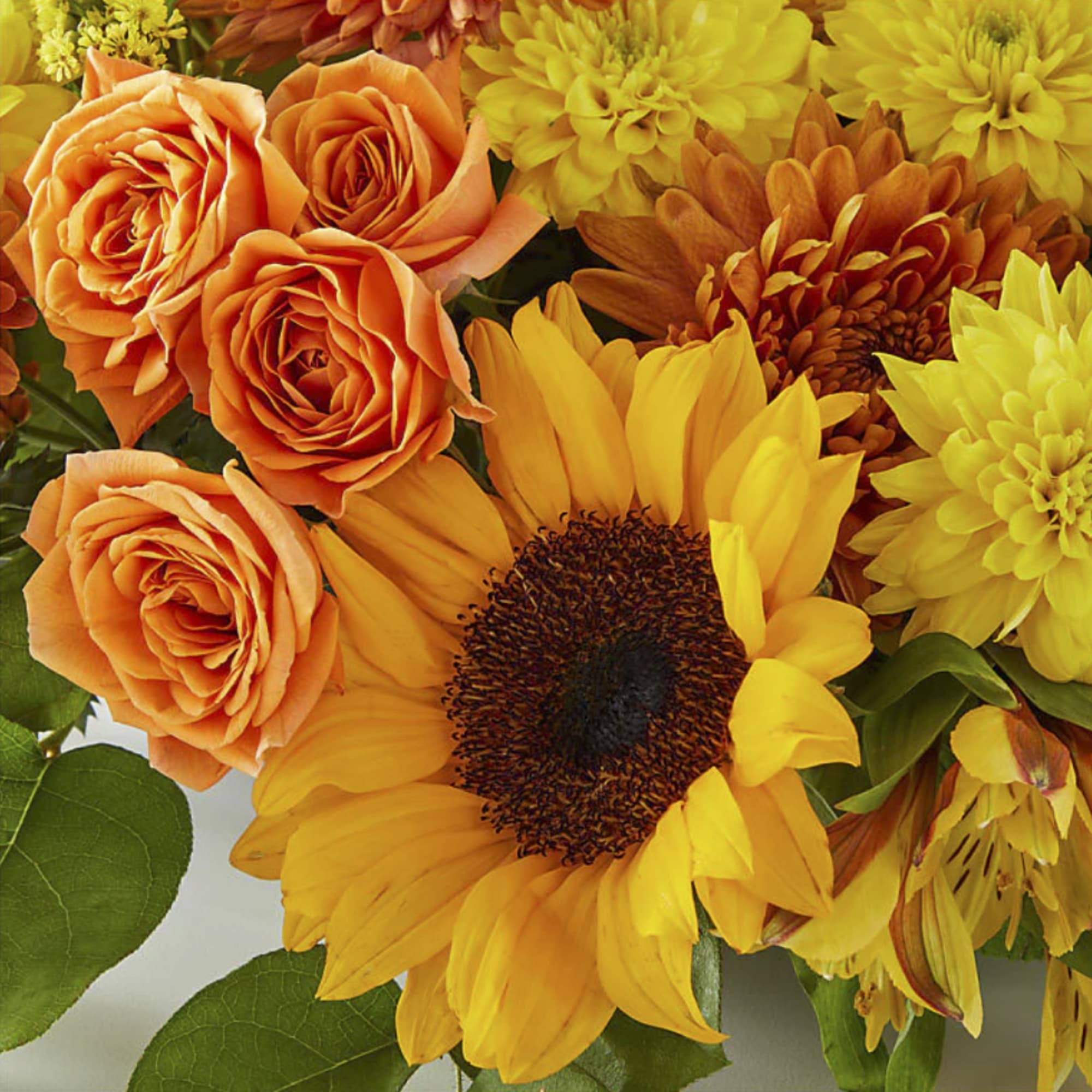 Sunflowers mums and more adorn this lovely centerpiece.
Please not.. our yellow candles Sunflowers mums and more adorn this lovely centerpiece.
Please not.. our yellow candles