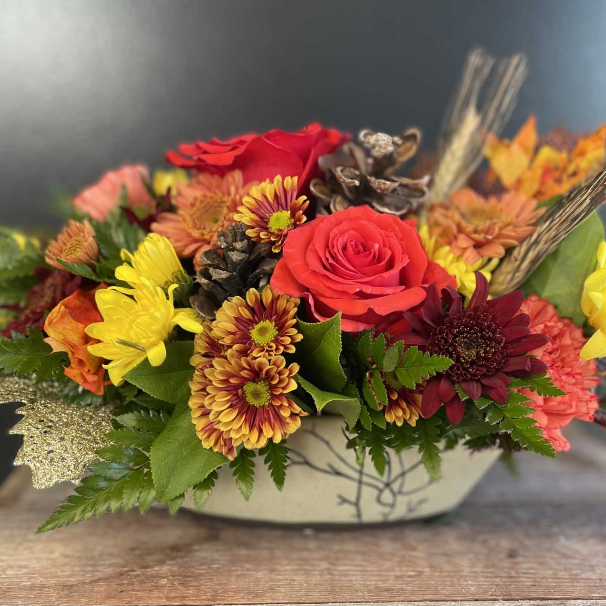 Enjoy this autumn inspired centerpiece full of fresh full of flowers for Enjoy this autumn inspired centerpiece full of fresh full of flowers for
