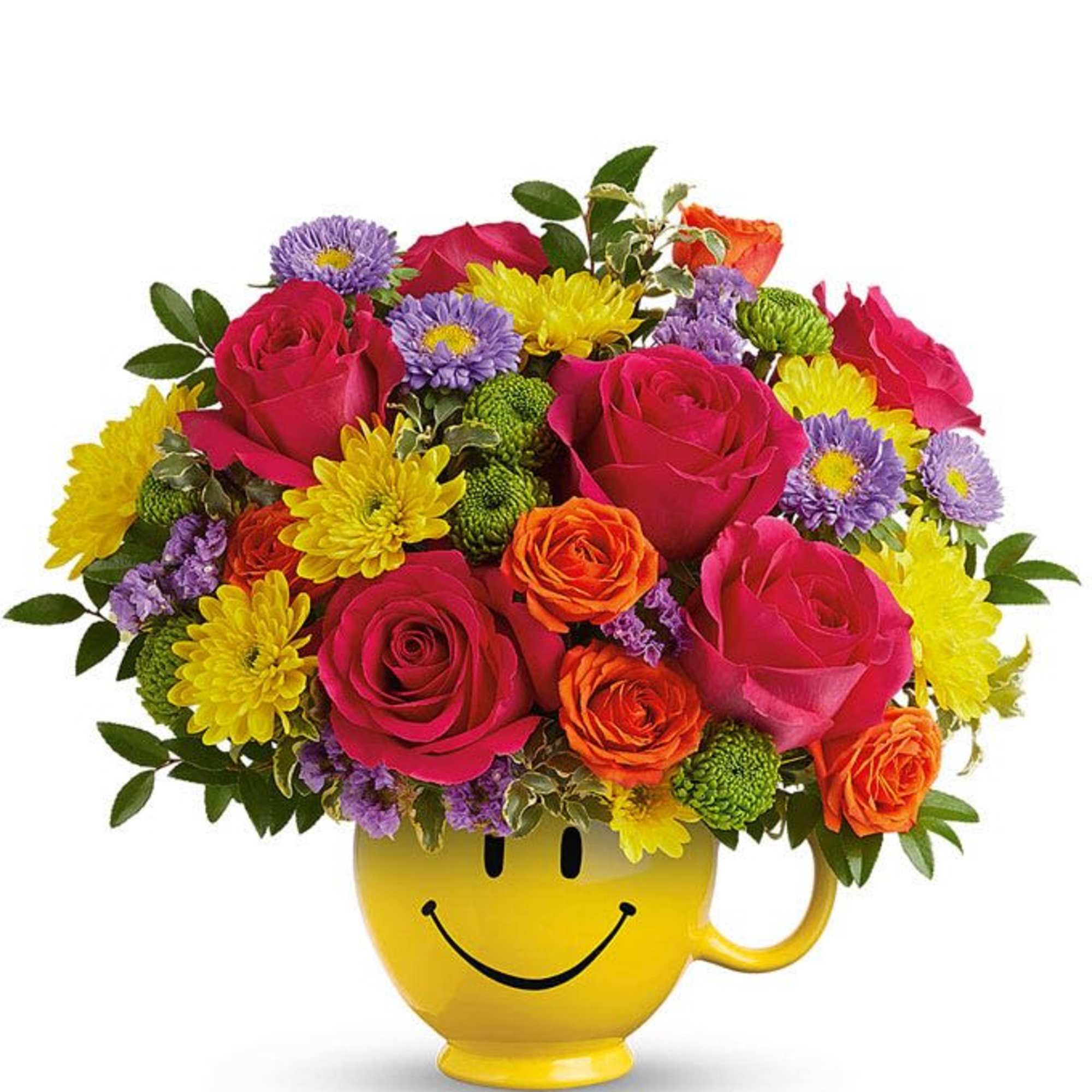 Brighten someone&rsquo;s day with this cheerful arrangement of colorful blooms, artfully displayed