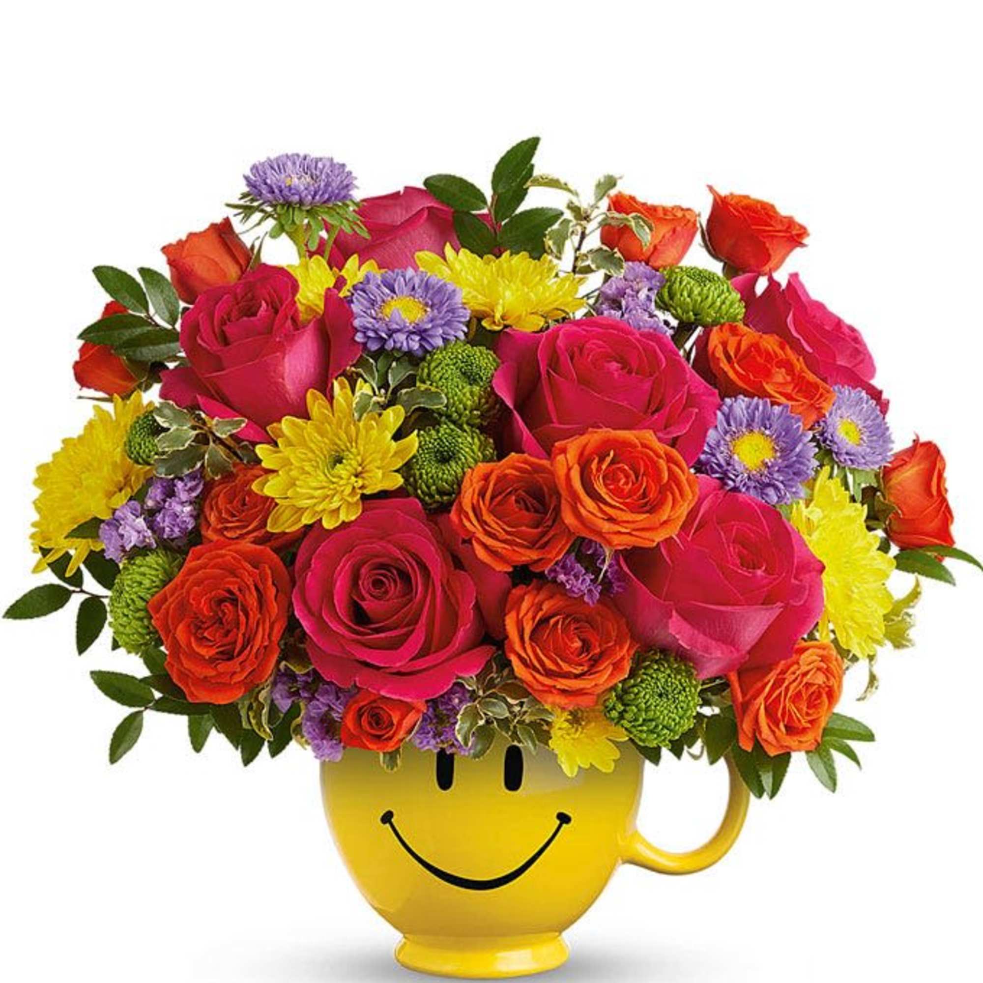 Brighten someone&rsquo;s day with this cheerful arrangement of colorful blooms, artfully displayed