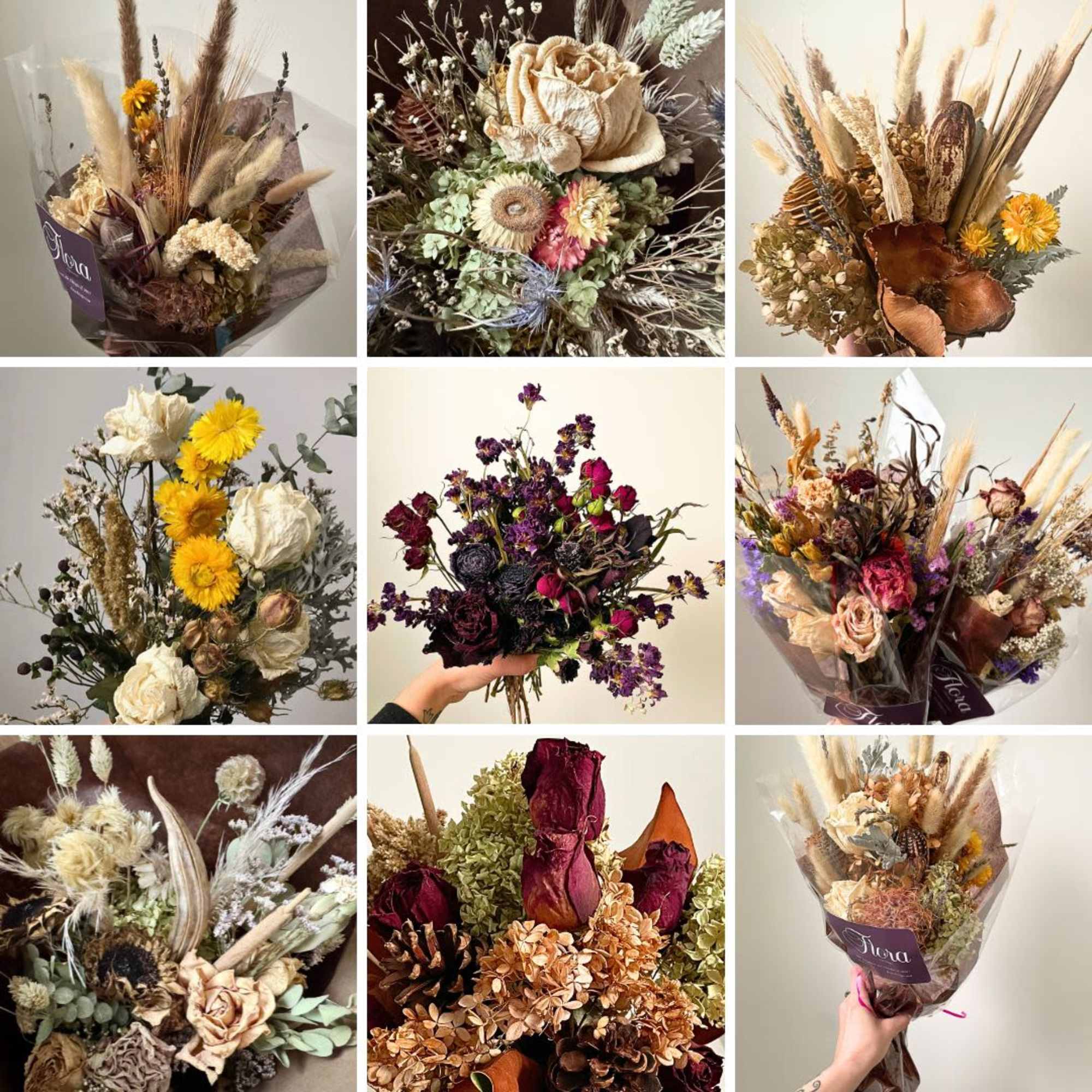 Enjoy our everlasting seasonal dried flower bouquet! Color and flowers may vary