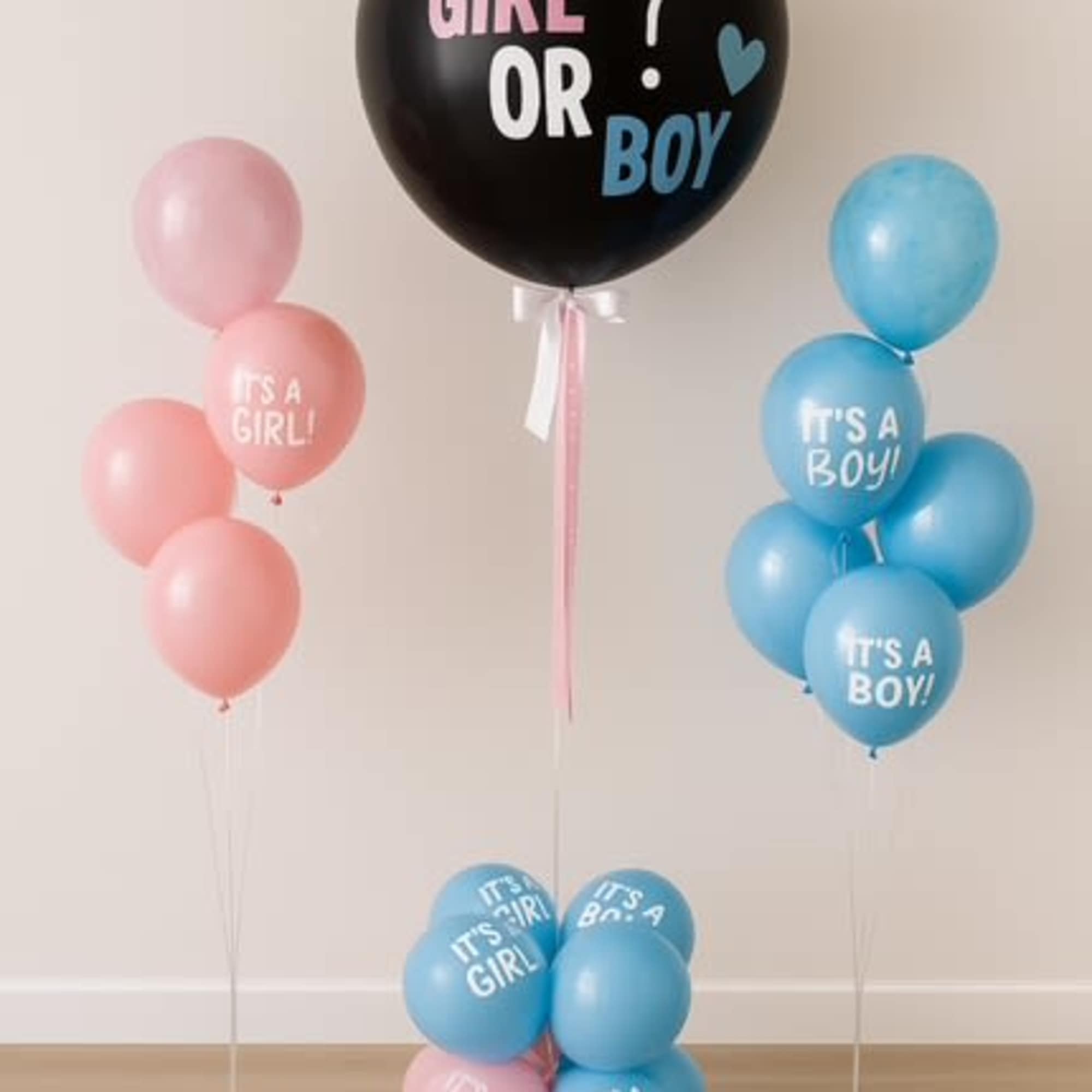 Gender Reveal Balloons Bouquet. 

Celebrate your special reveal with this elegant Gender