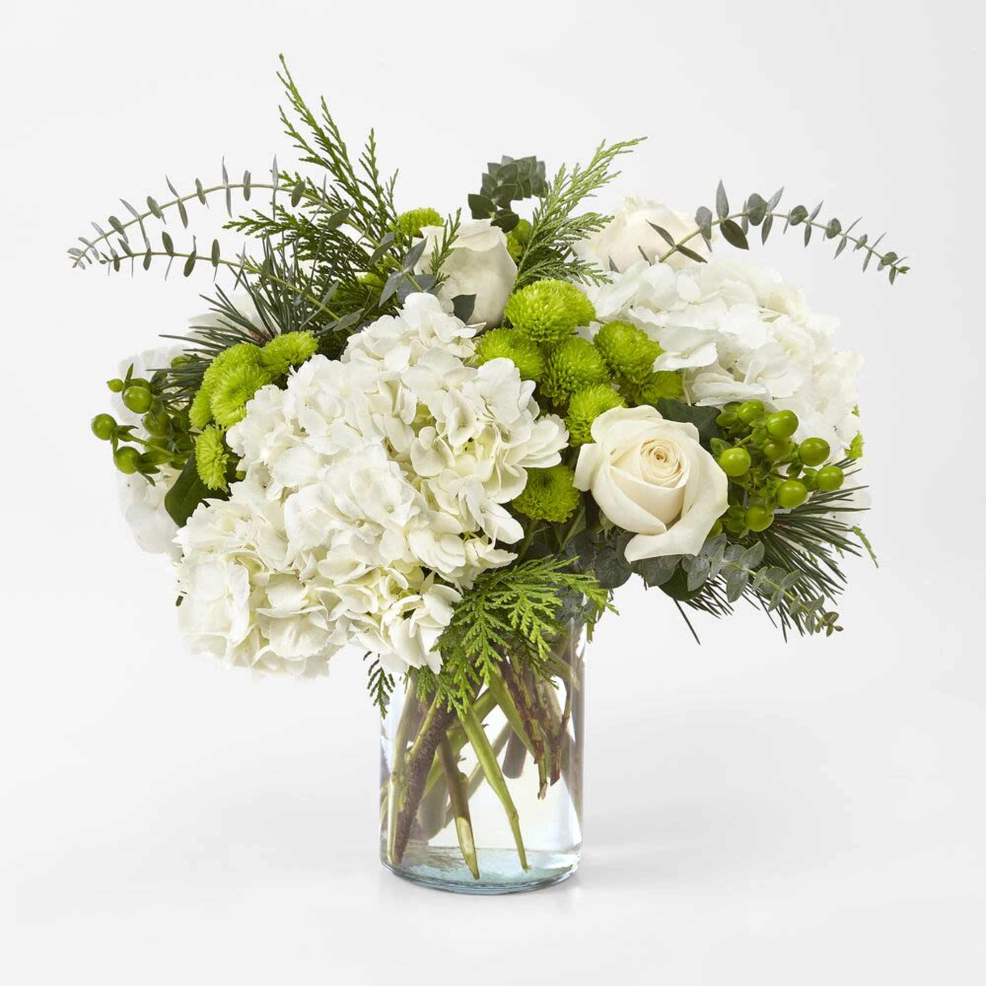 Celebrate the season with the Winter Bliss Flower Bouquet, a stunning monochromatic