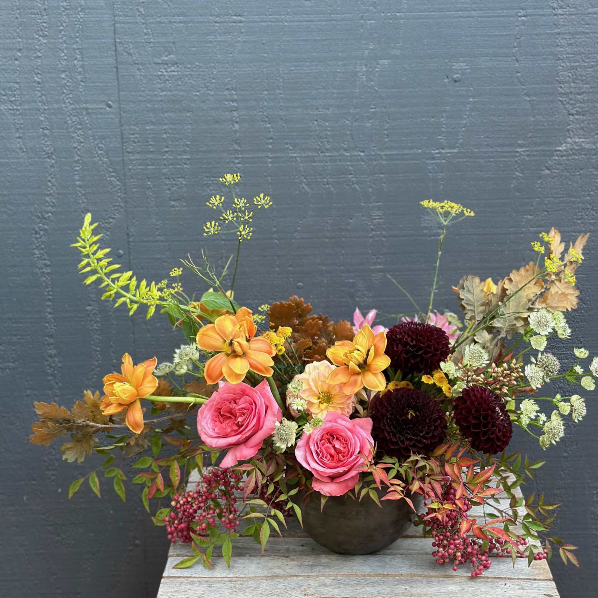 Bring the beauty of autumn indoors with this exquisite seasonal centerpiece, featuring