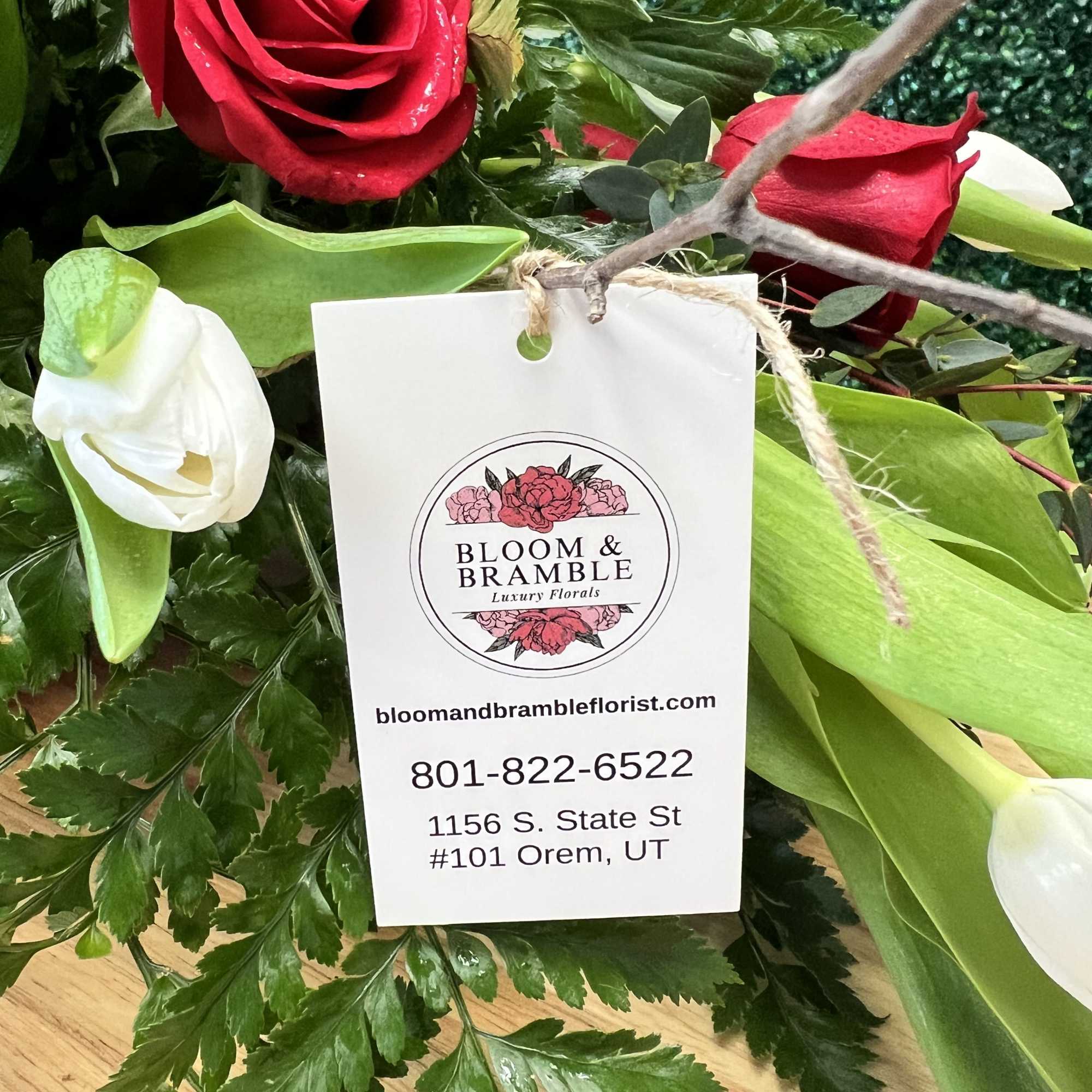 Gorgeous hydrangea, Red Roses, Safari Sunset, Tulips, Ranunculus, Birch branches, Belles of