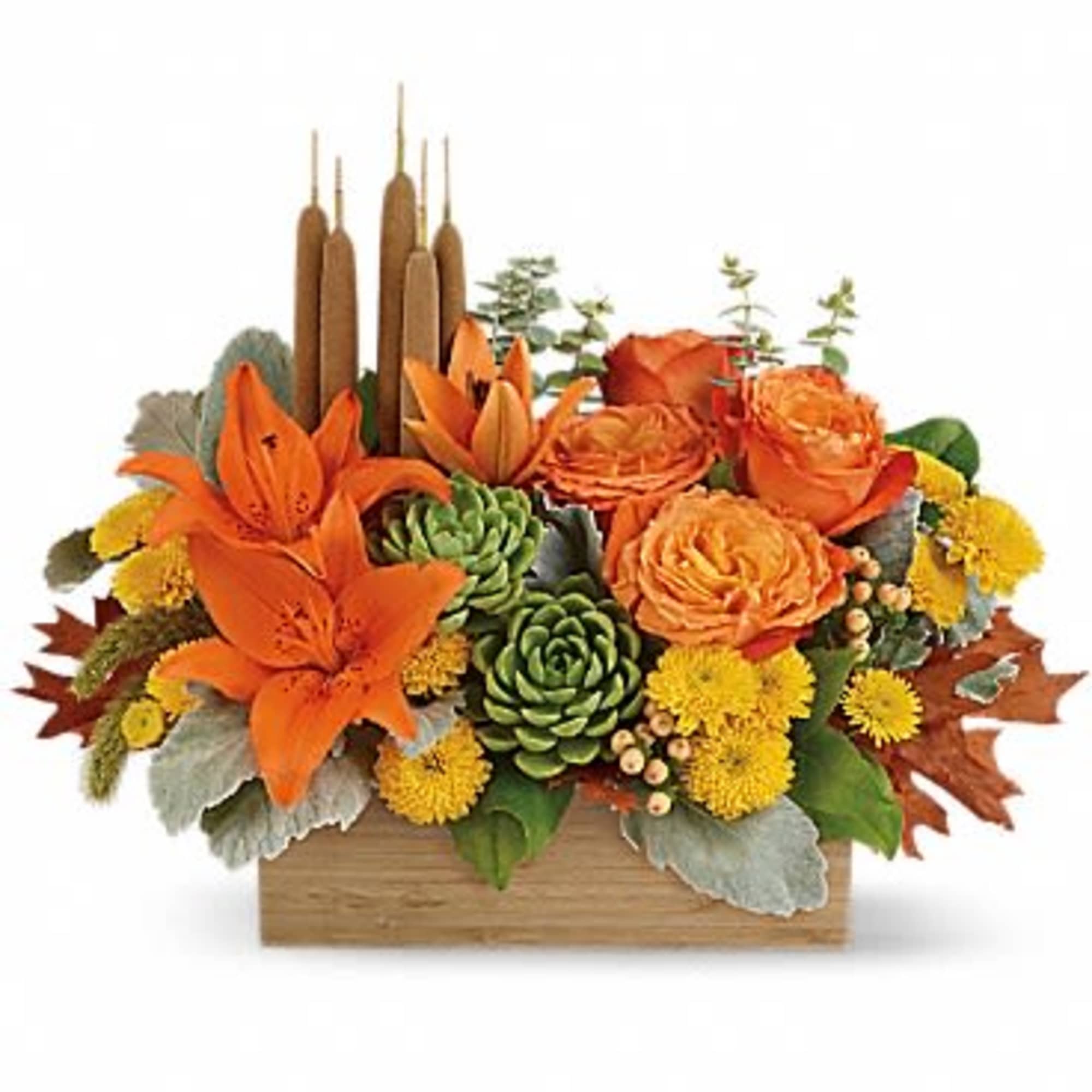 Enjoy the serenity of the season with a fresh fall centerpiece that