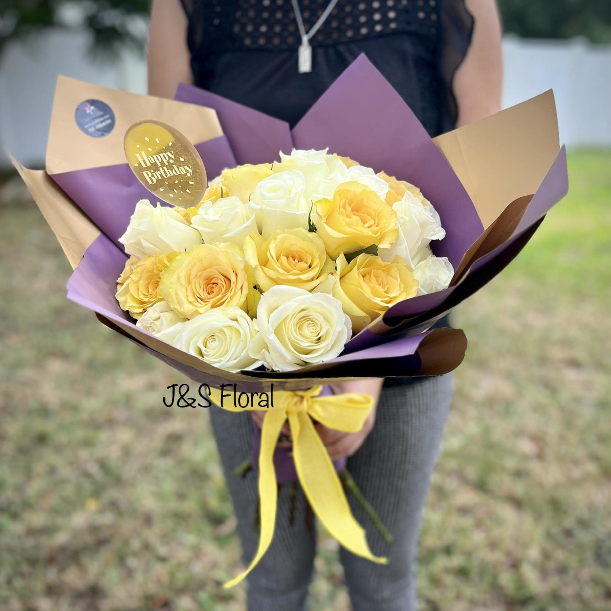 introducing Our yellow and white roses hand tied bouquet, beautifully arranged with