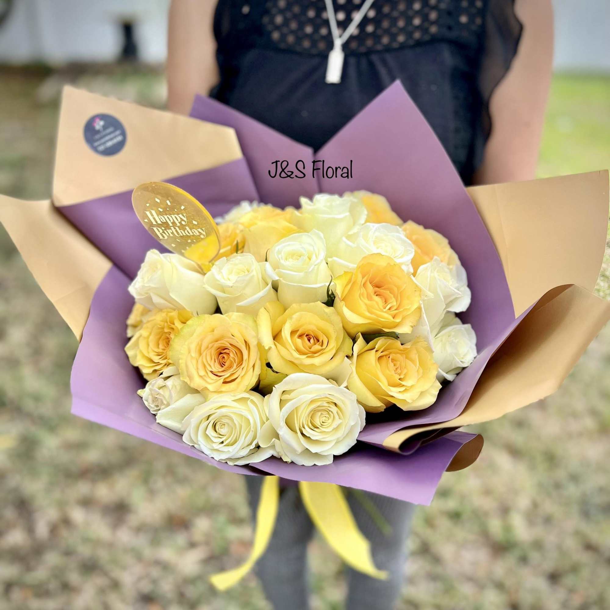 introducing Our yellow and white roses hand tied bouquet, beautifully arranged with