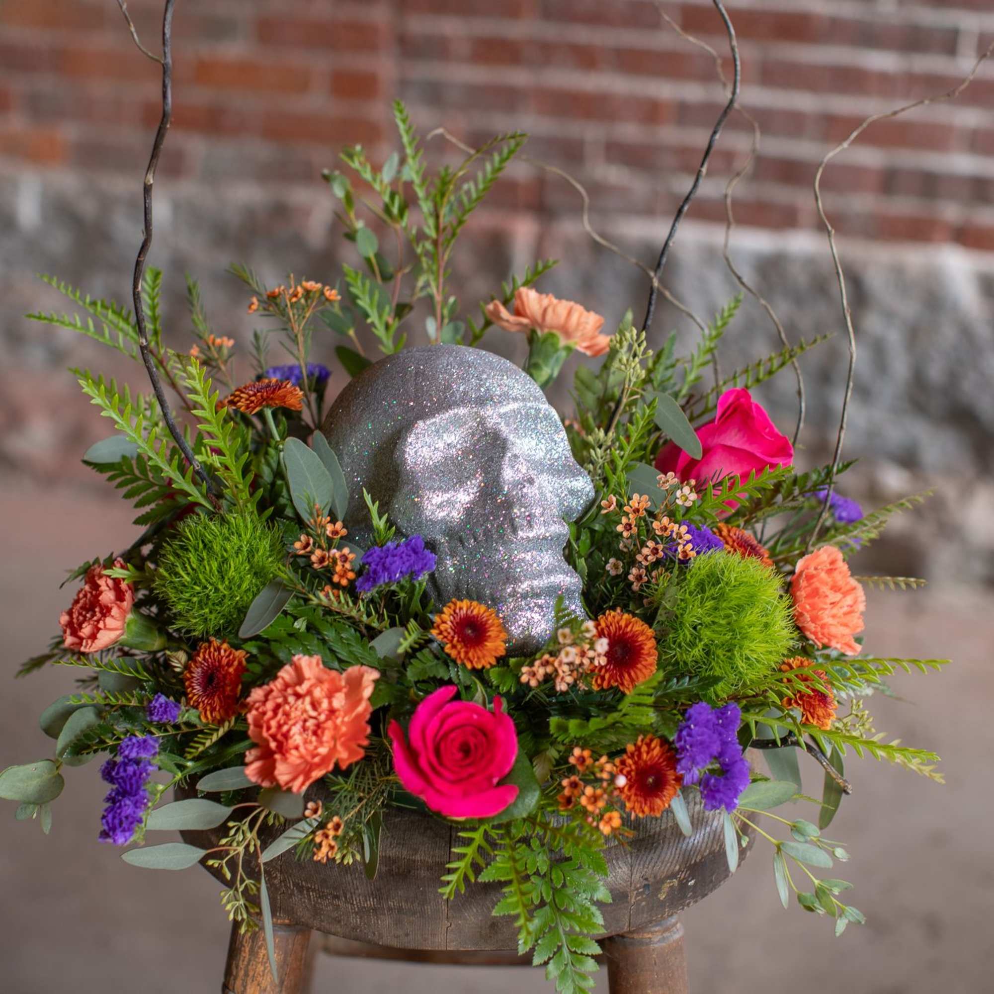 A sparkling sugar skull is a splendid addition to a Halloween themed