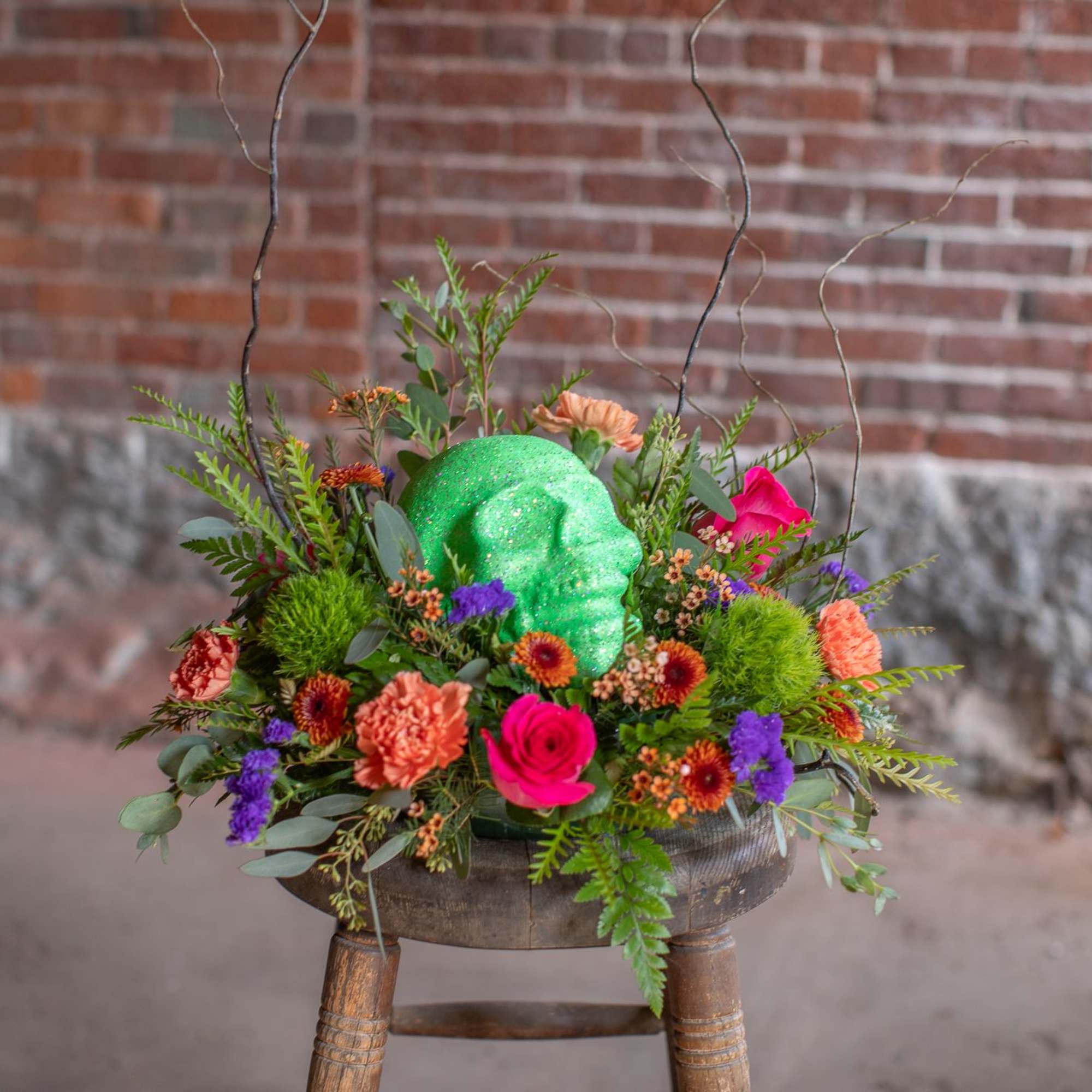 A sparkling sugar skull is a splendid addition to a Halloween themed