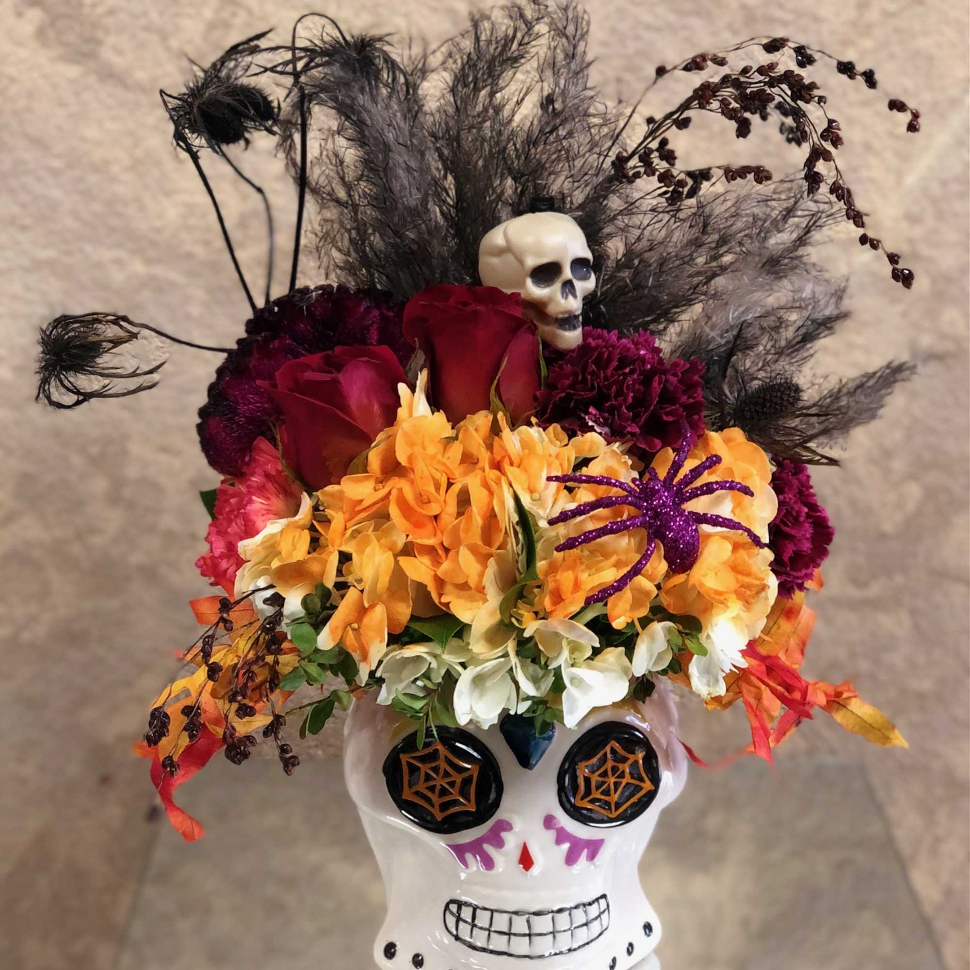 Send this cute Morticia mug with Halloween accents to someone special this