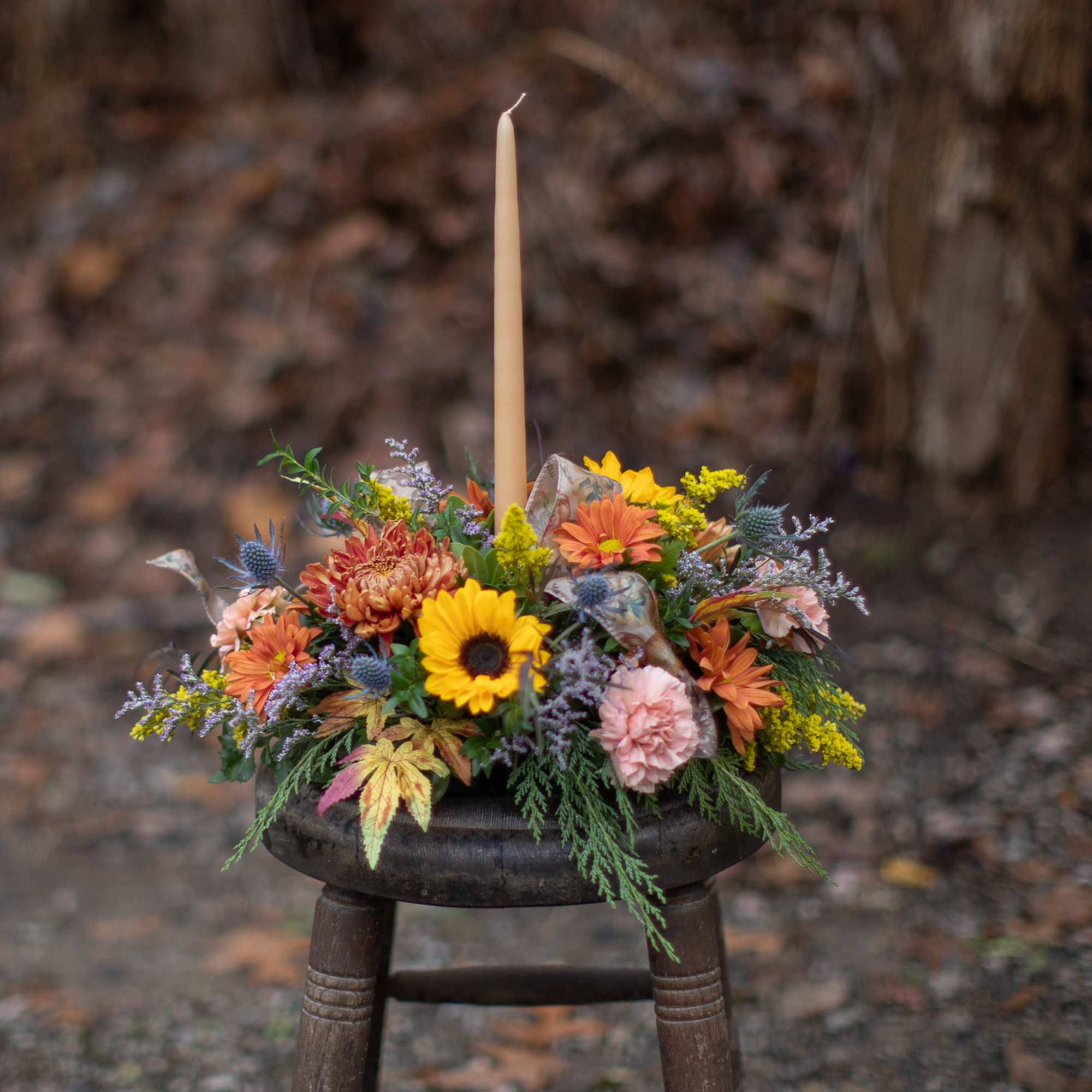Perfect centerpiece for your family&#039;s dinner table this Thanksgiving! Long burning candle