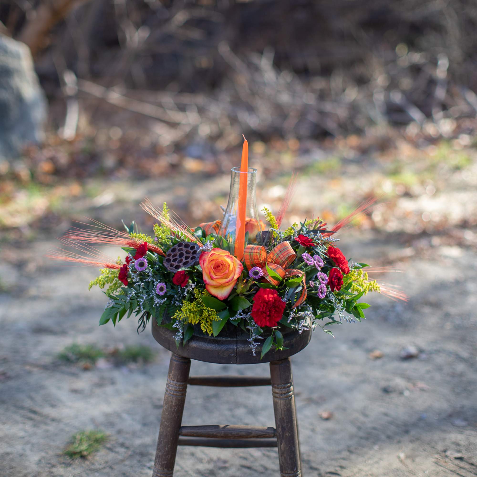 Perfect centerpiece for your family&#039;s dinner table this Thanksgiving! Long burning candle