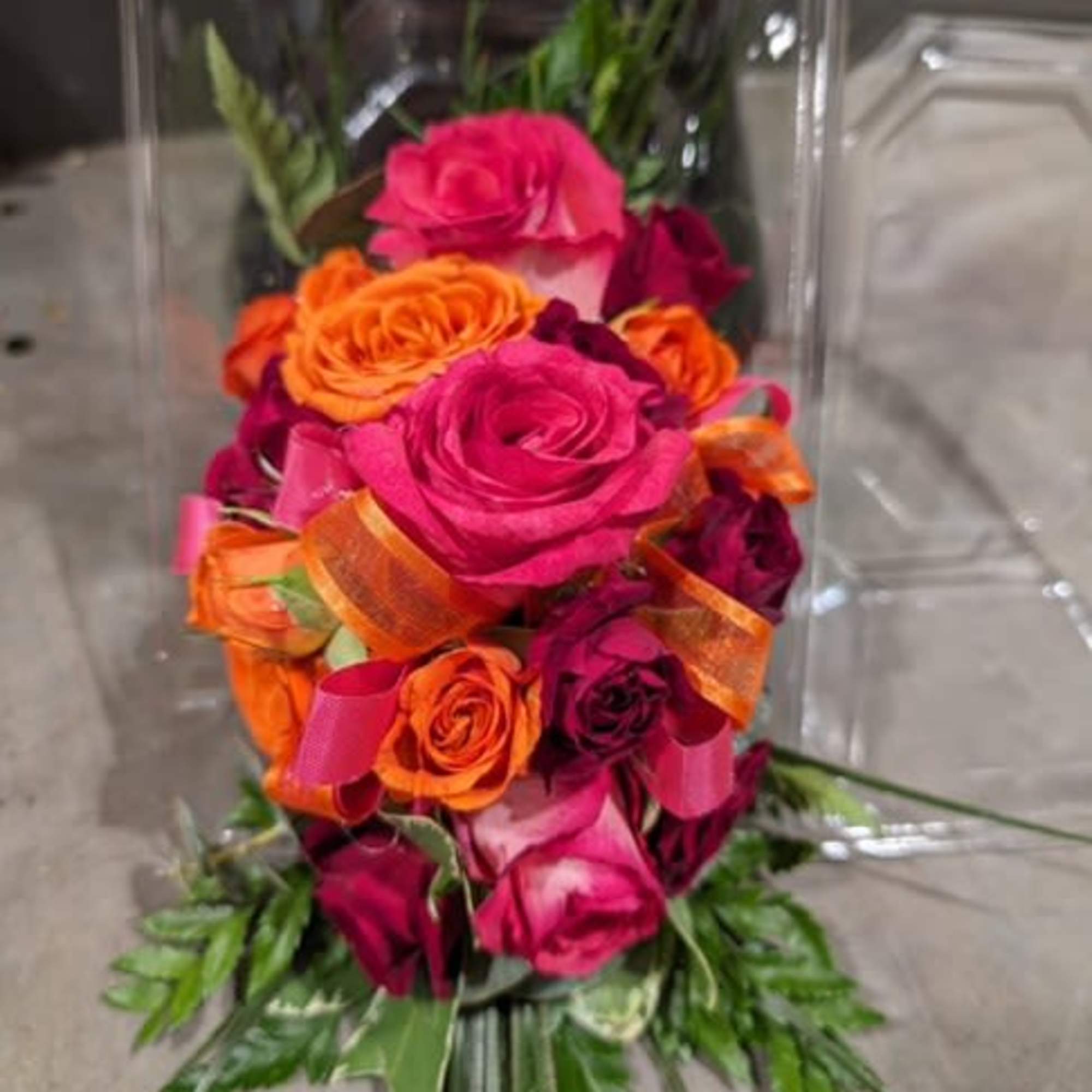 A classic corsage hand-tied in ribbon that compliments any outfit. A beautiful