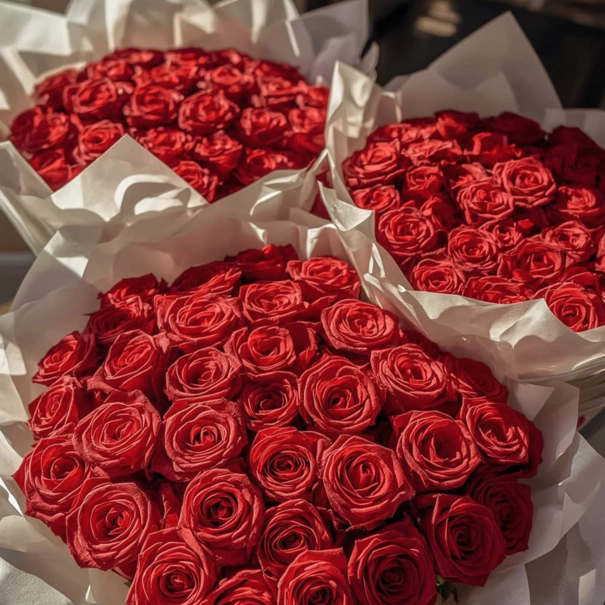 Lush, velvety red roses &mdash; the ultimate symbol of love and sophistication.