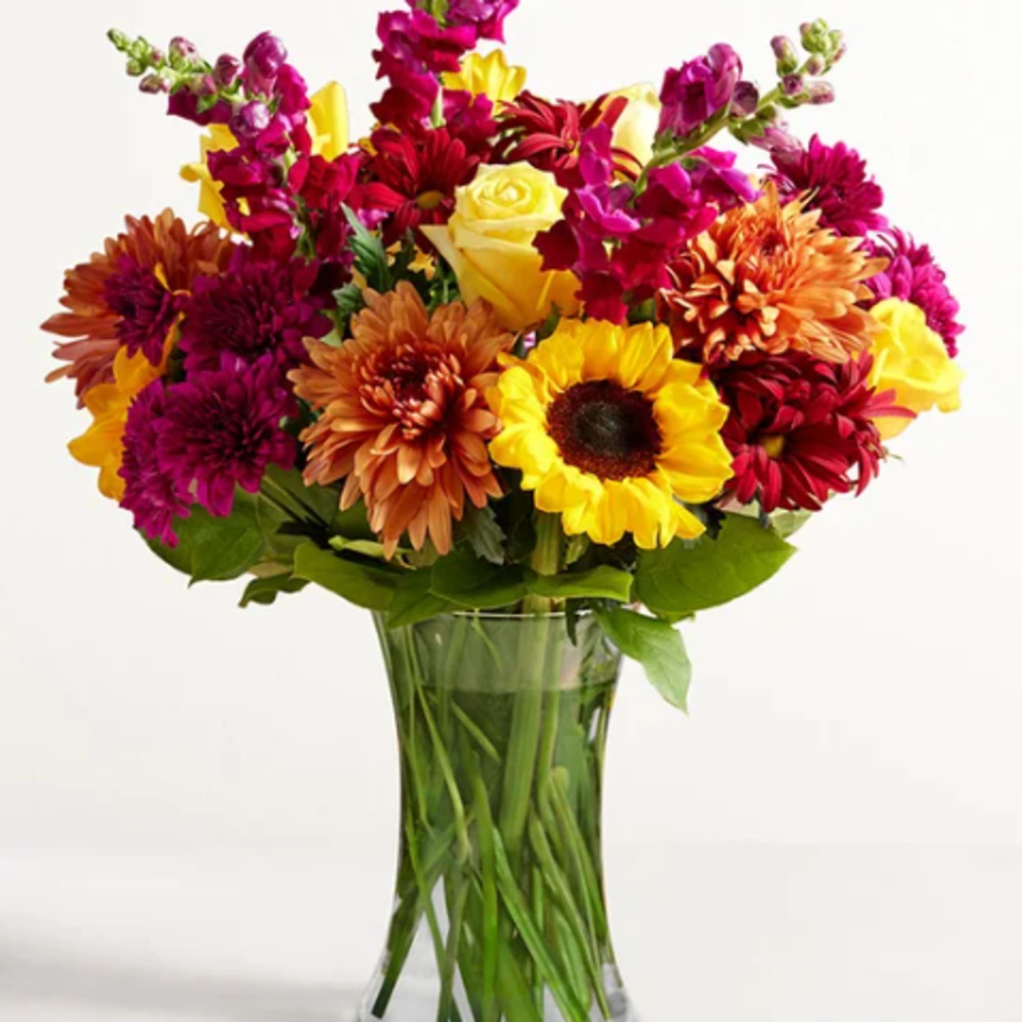 A beautiful tribute to autumn&rsquo;s beauty. Our colorful gathering of blooms in