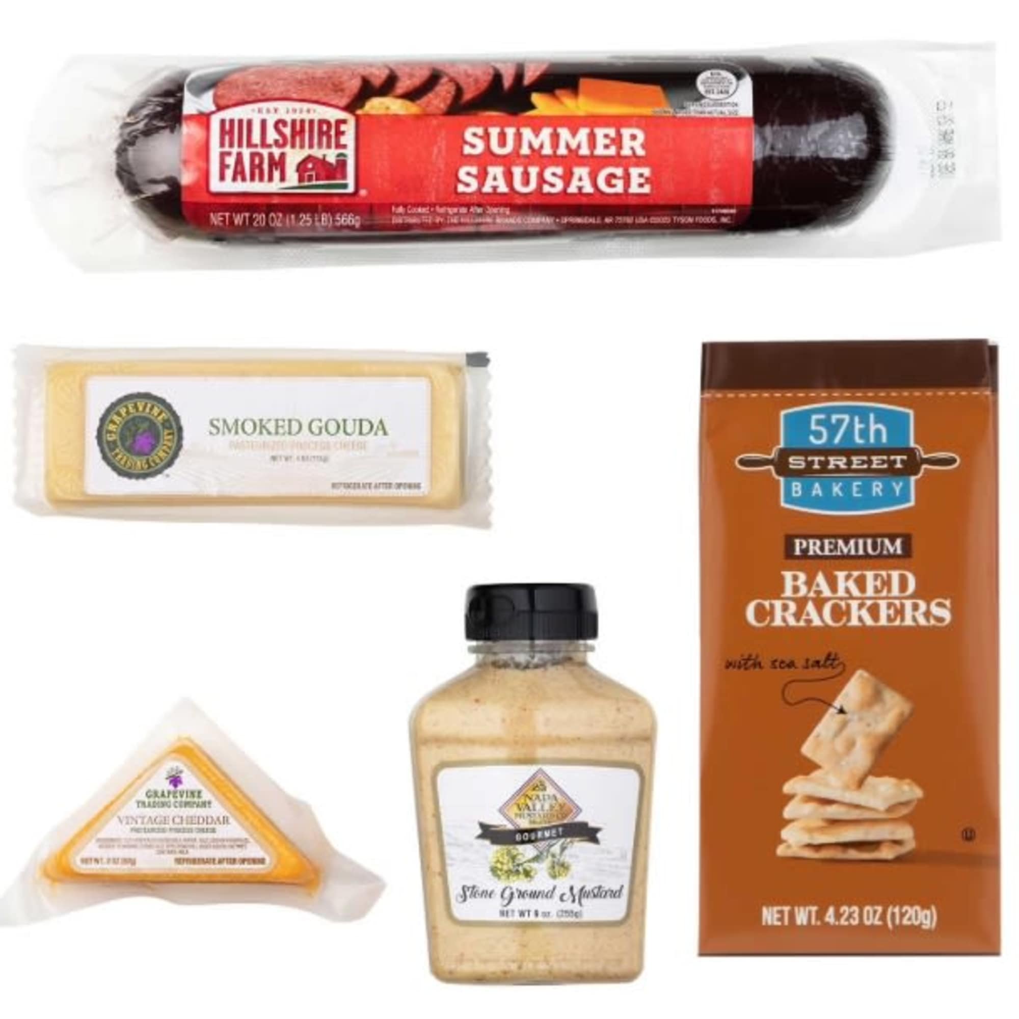 Hillshire Farm&#039;s classic blend of gourmet traditions.
Summer Sausage, Premium Baked Crackers, Mustard
