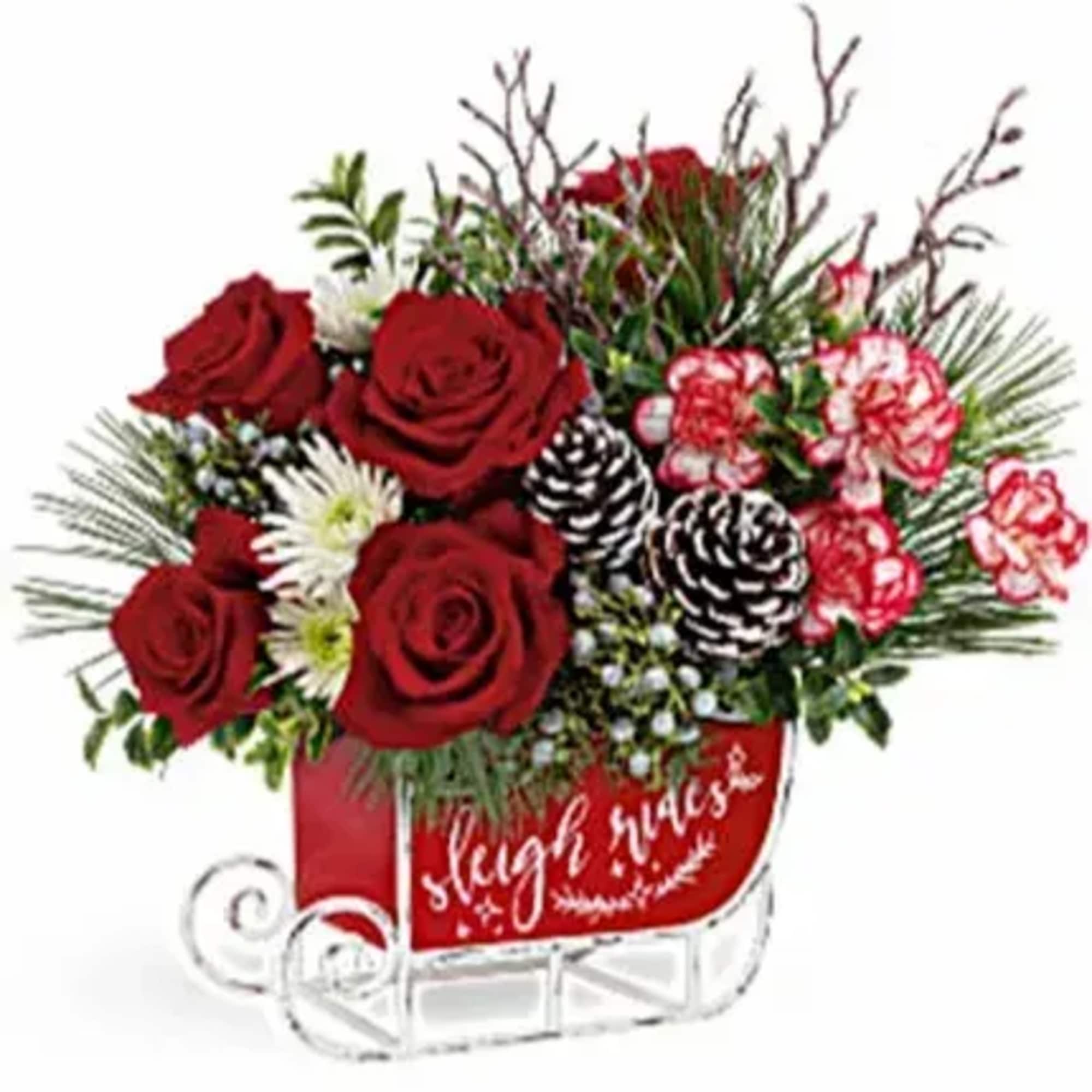 Take a sleigh ride into Christmases past with this vintage metal sleigh.