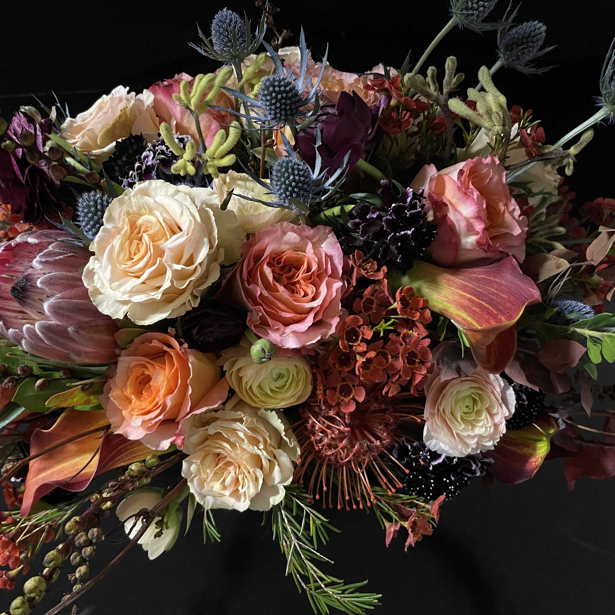 The flowers and colors will always vary as we design with what&rsquo;s