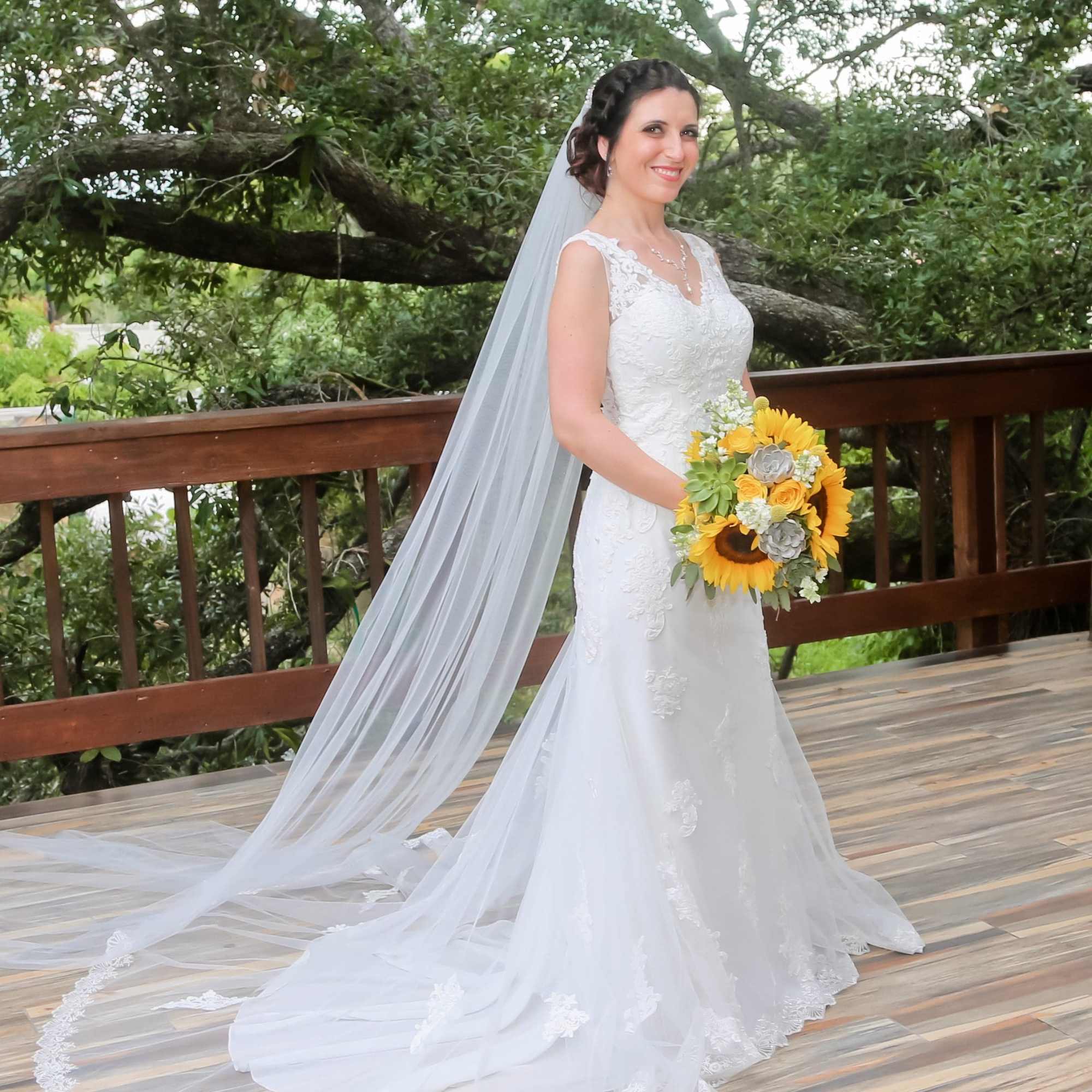 Elevate your wedding with the Jenna Sunflower Wedding Bouquet. Stunning sunflowers, yellow