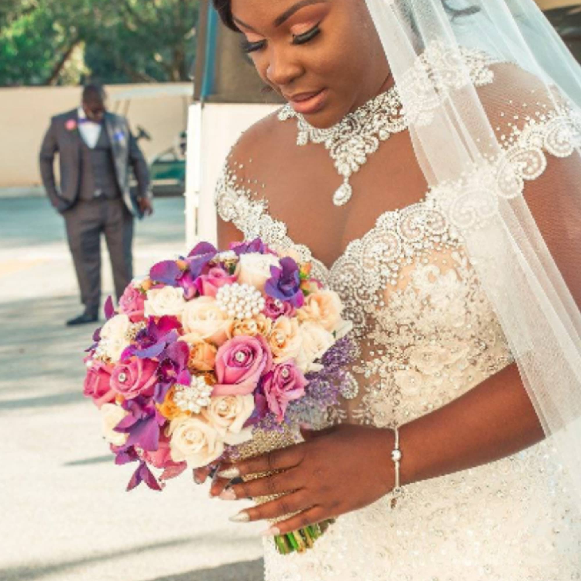 Indulge yourself with our Tyshana Wedding Bouquet, a blend of regal purple