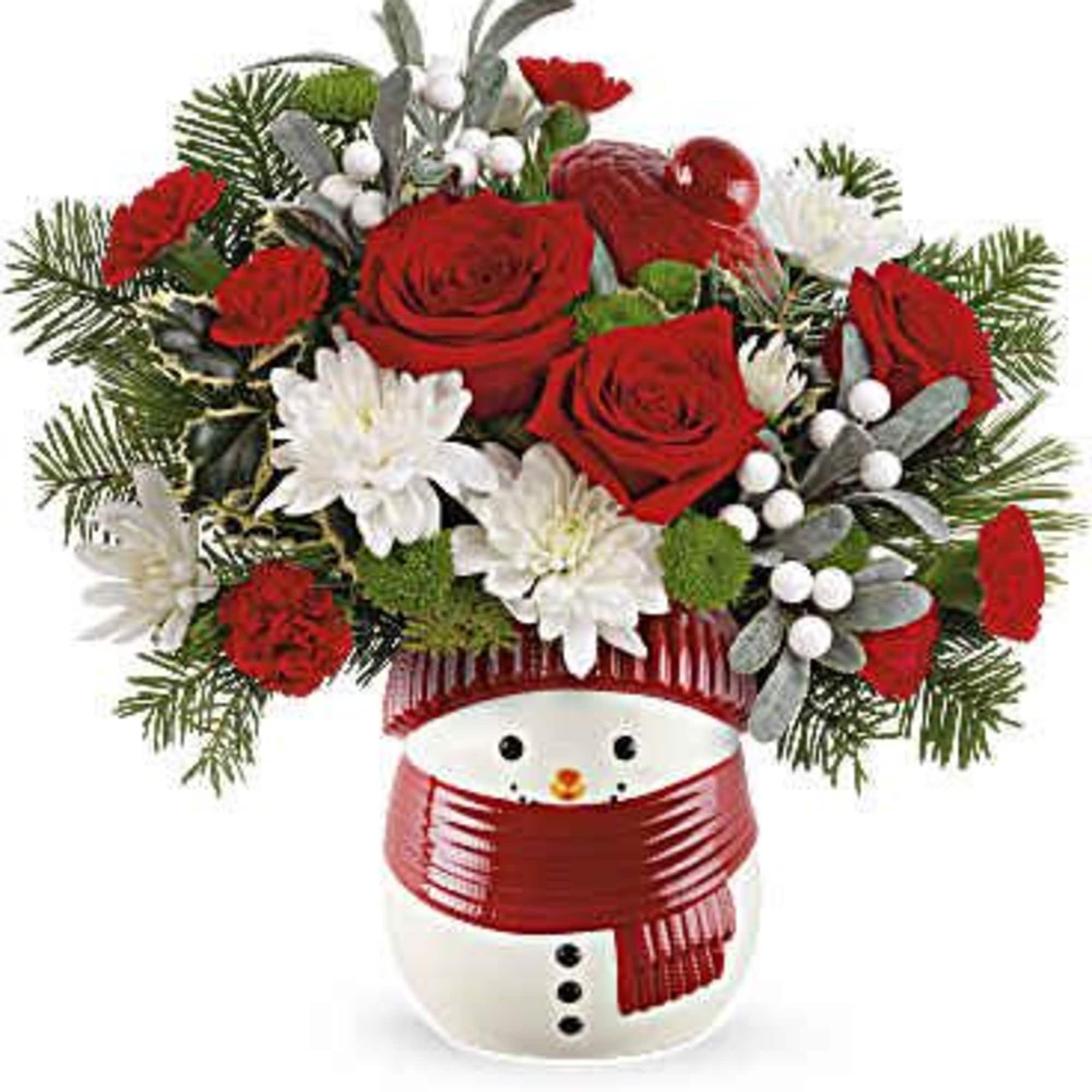 Whether it's filled with festive Christmas flowers or sweet treats, this cheerful