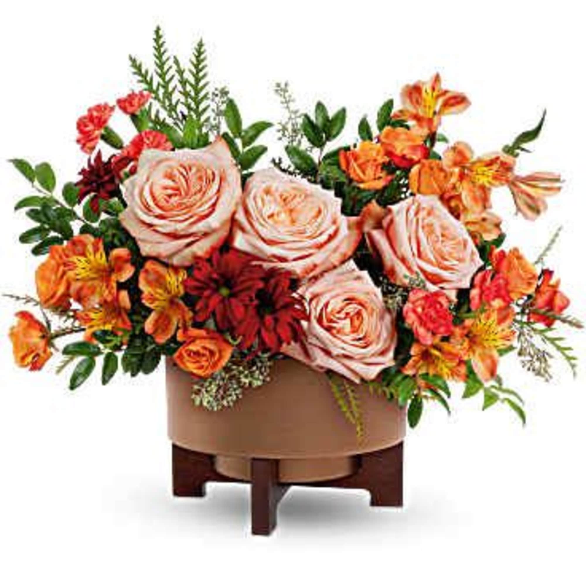 Celebrate the season with warmth and charm, Copper Celebration Centerpiece captures fall's