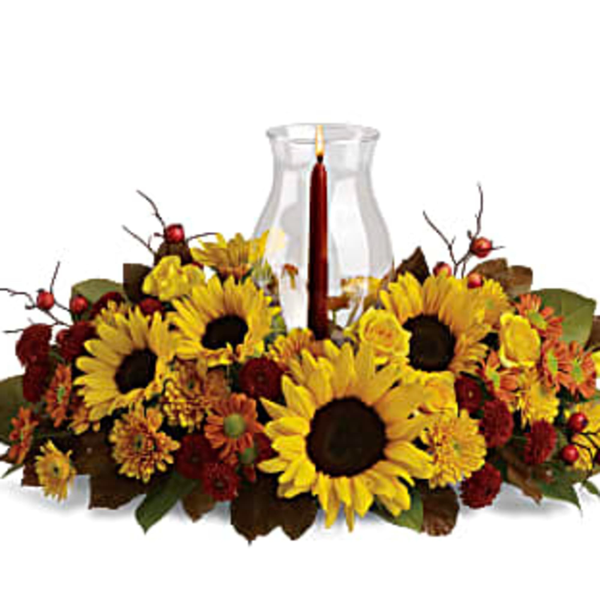 Sunflowers are the stars of this fabulous fall flower centerpiece! All the