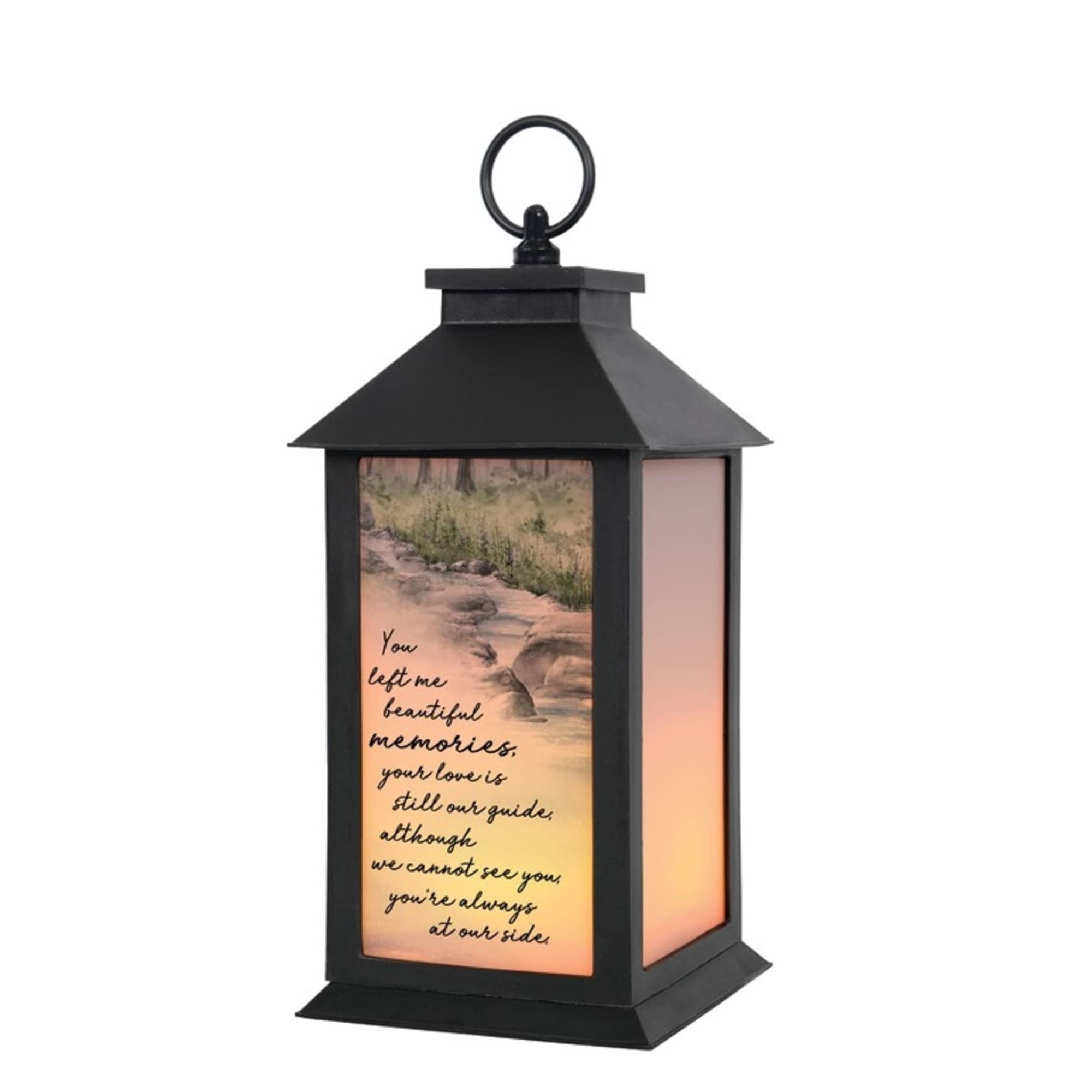 This lantern reads "You left me beautiful memories, your love is still