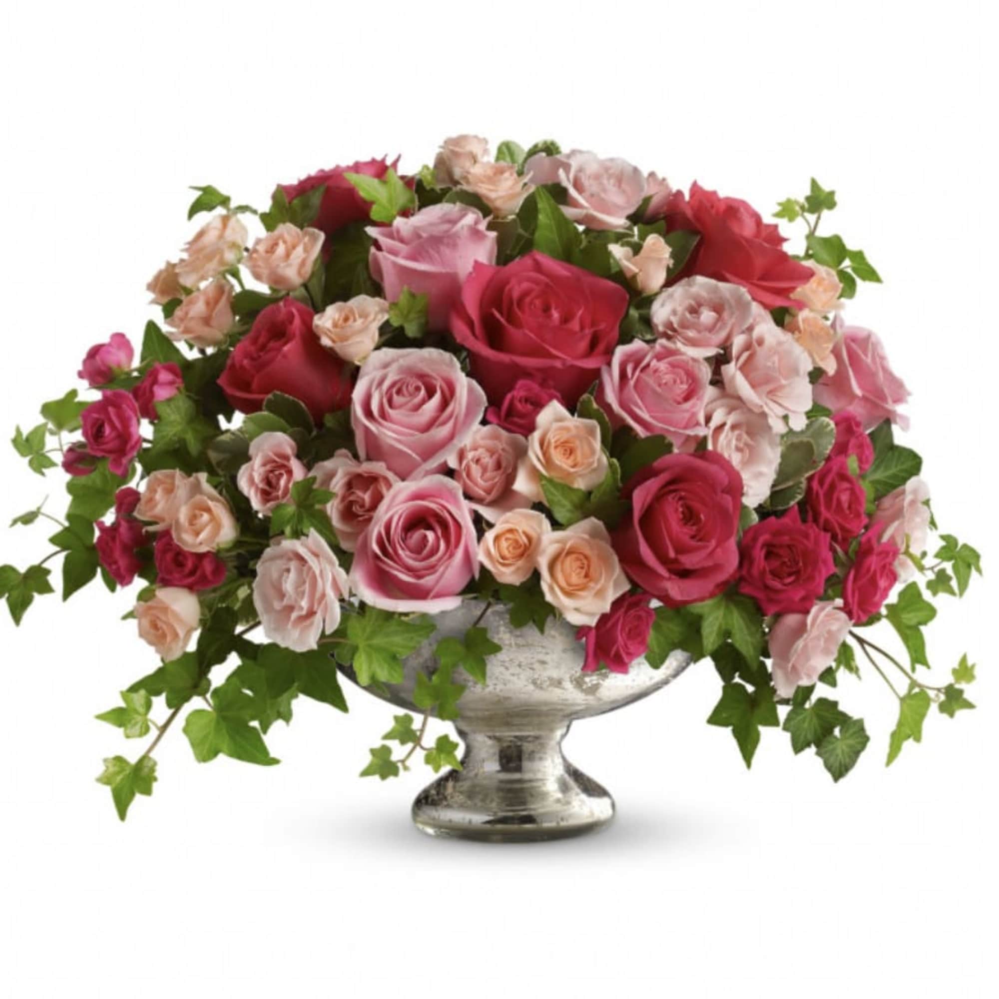 Send a posh pink arrangement with our Elegant Rose Centerpiece! Featuring hot
